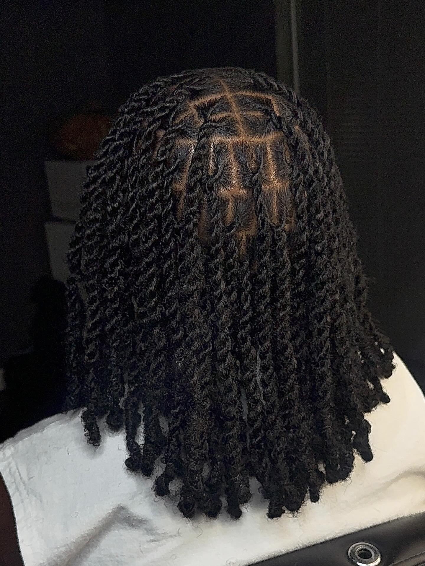 Neat Medium Length Twisted Locs With Defined Parts