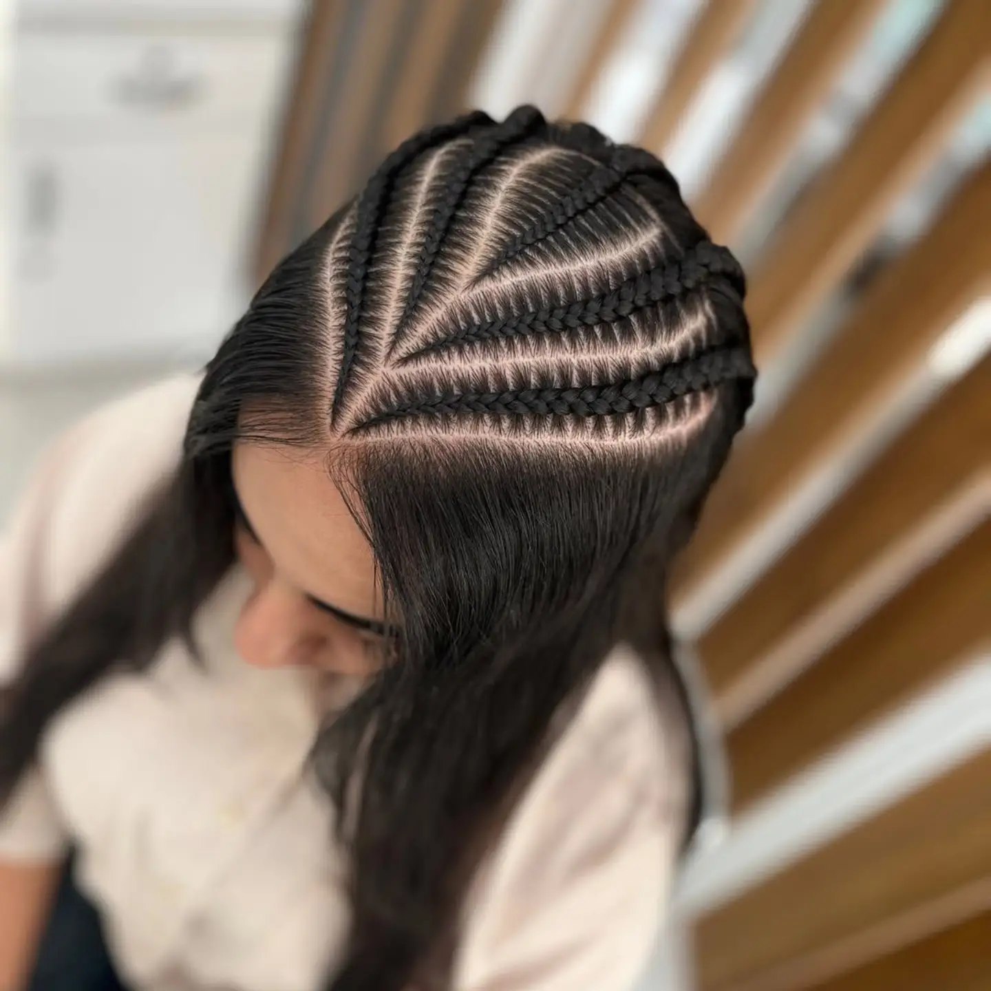 Diagonal Cornrow Braids With Sleek Finish