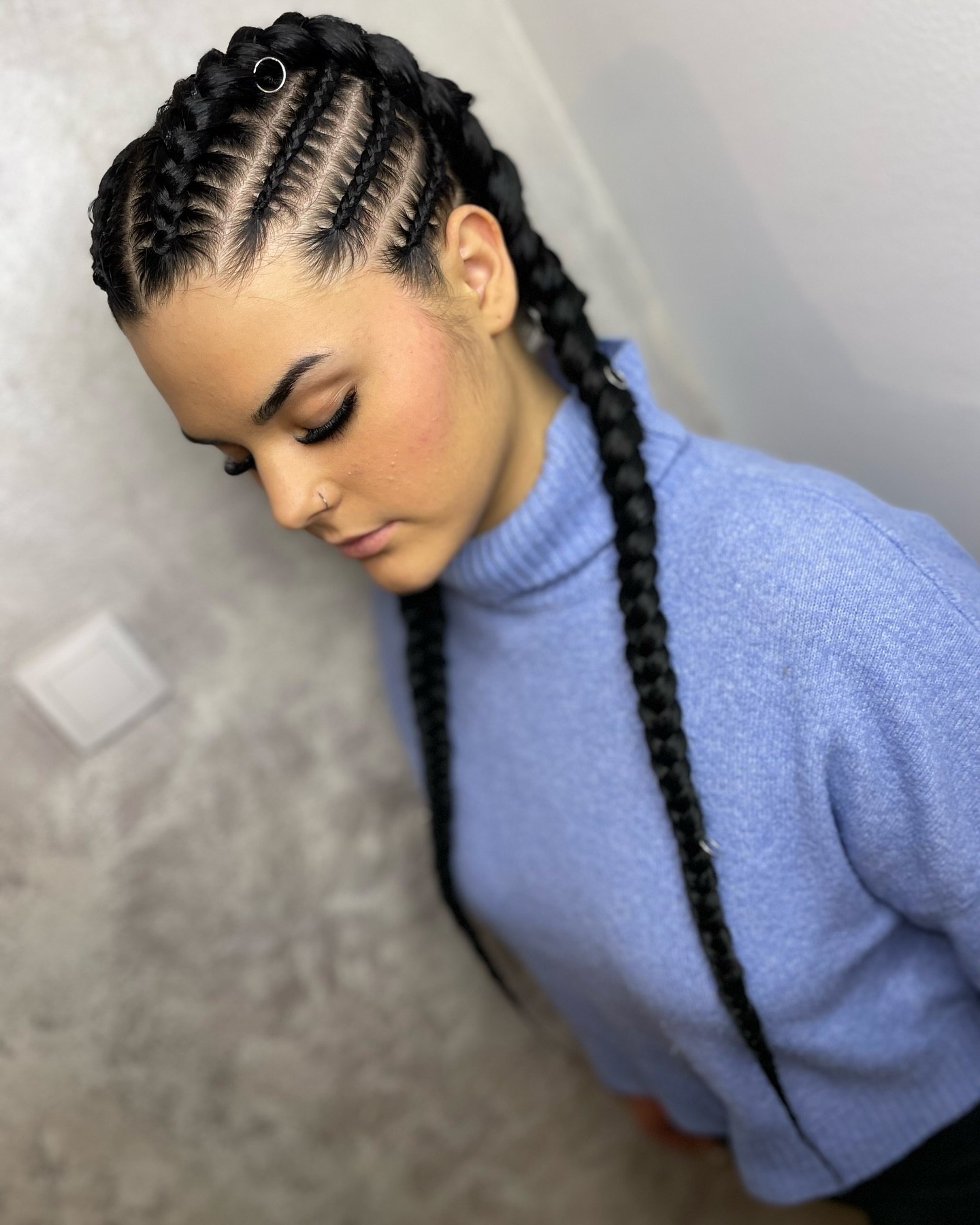 Chic Cornrows With Double Braids
