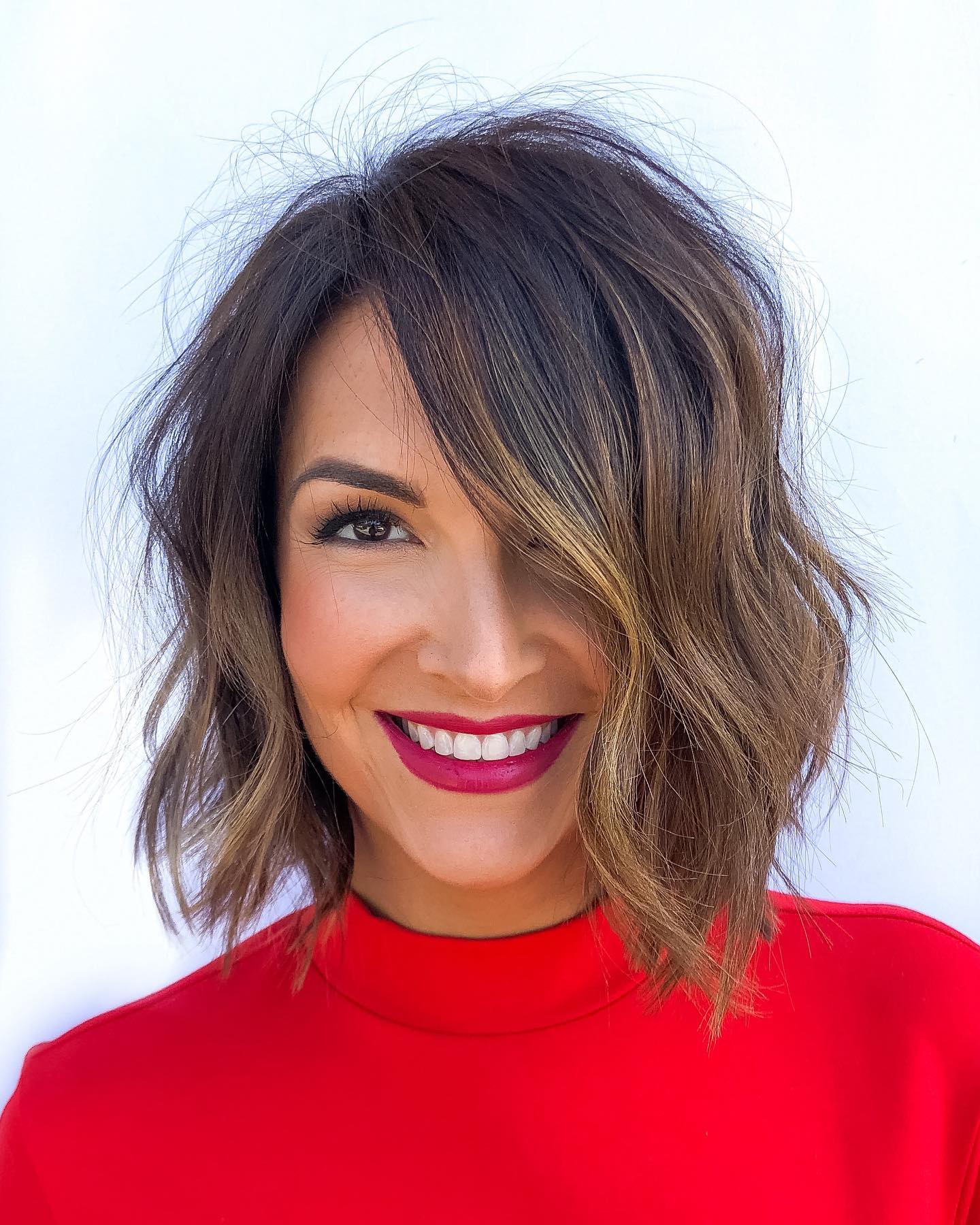 Tousled Bronde Lob With Soft Texture