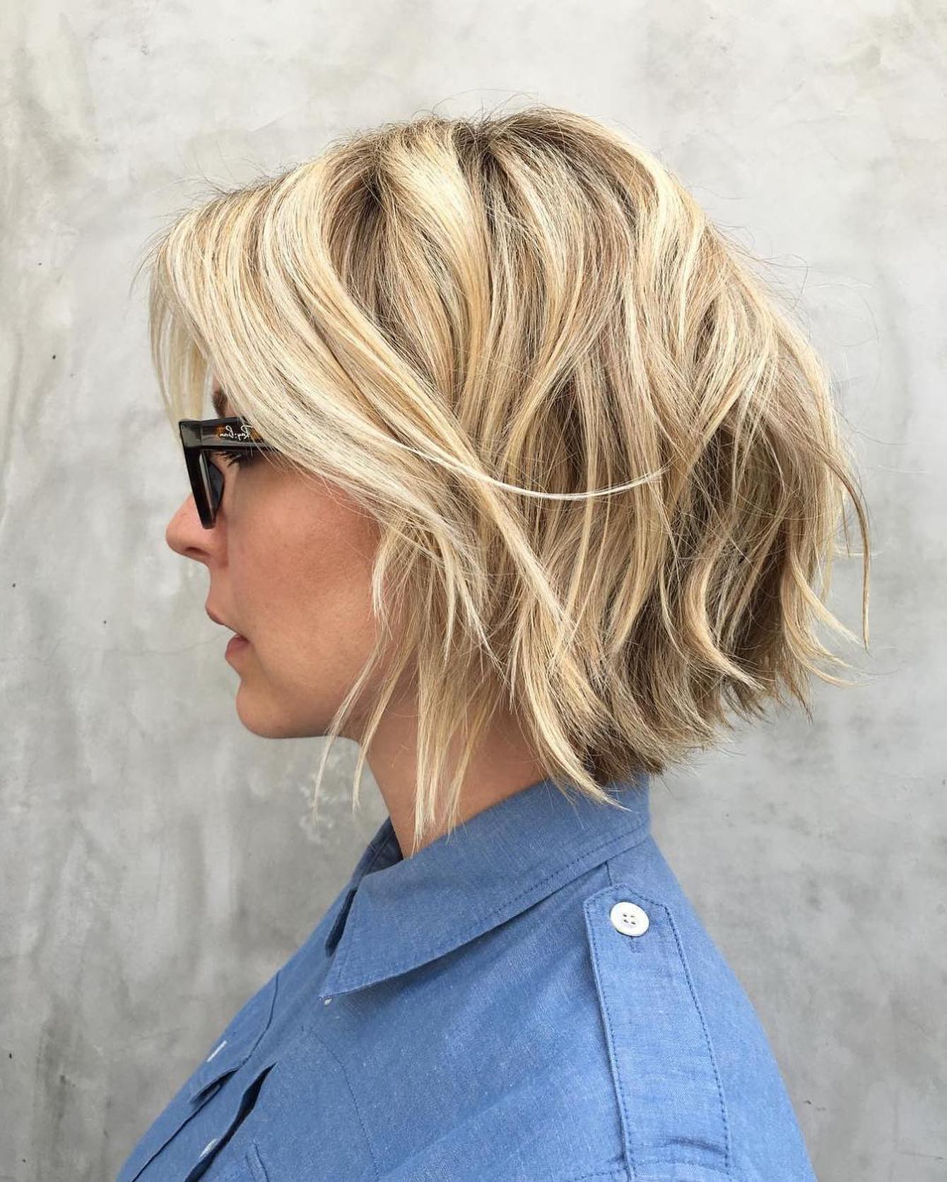 Choppy Blonde Bob With Tousled Waves