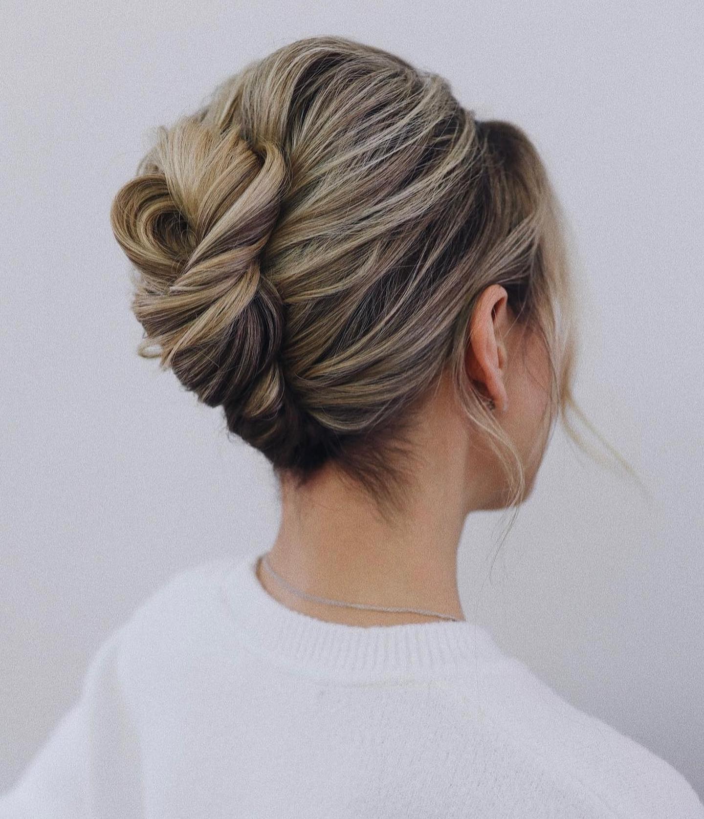 Sophisticated Twisted Low Chignon For Long Hair