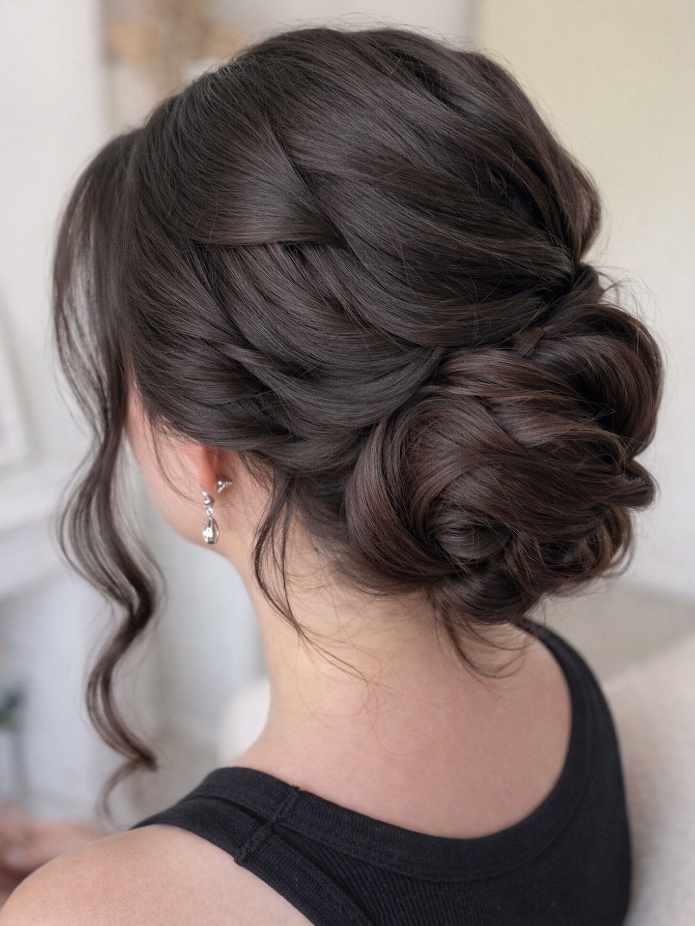 Romantic Braided Low Bun For Long Hair