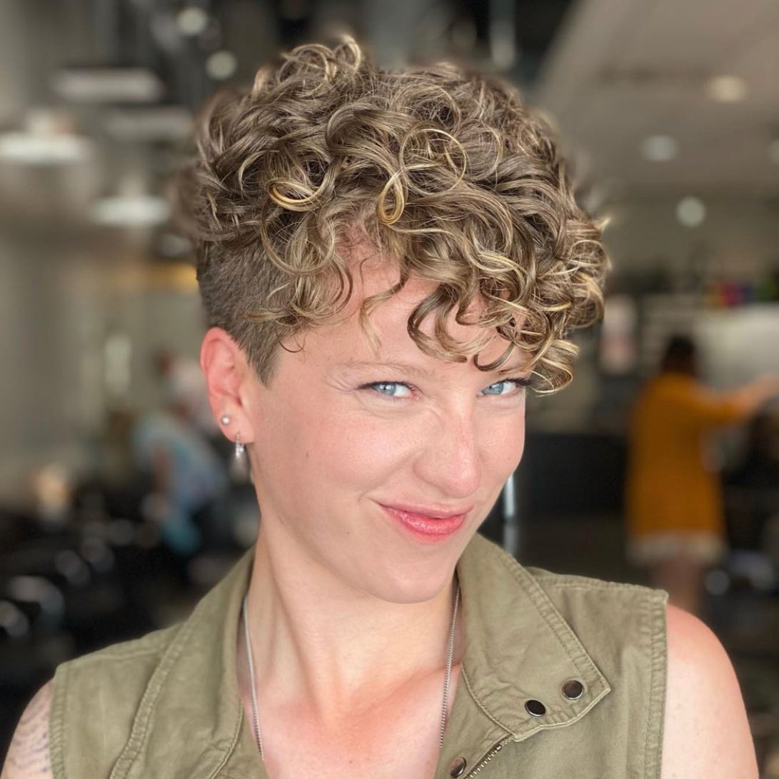 Textured Curly Pixie With Undercut Sides