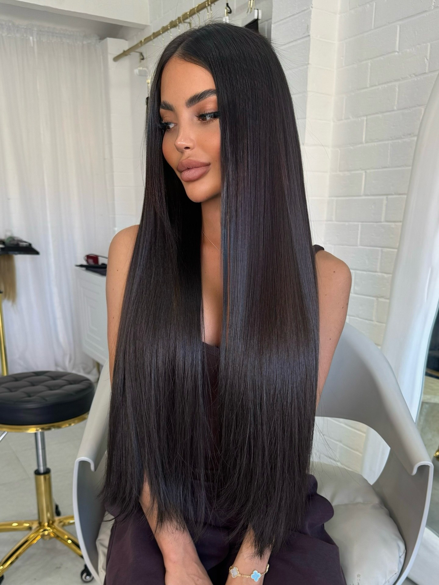 Ultra Long Sleek Hair In Jet Black