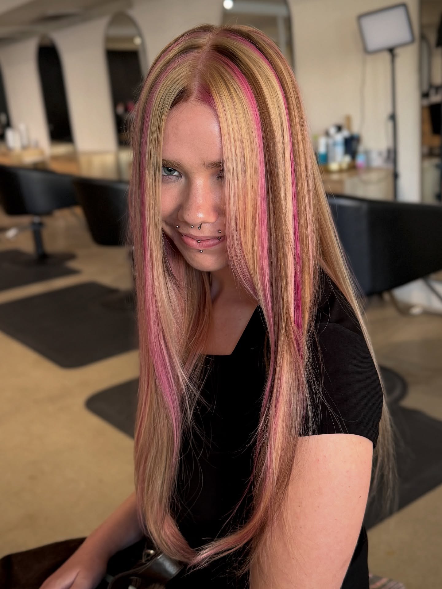 Multi Dimensional Strawberry Blonde With Hot Pink Peekaboos
