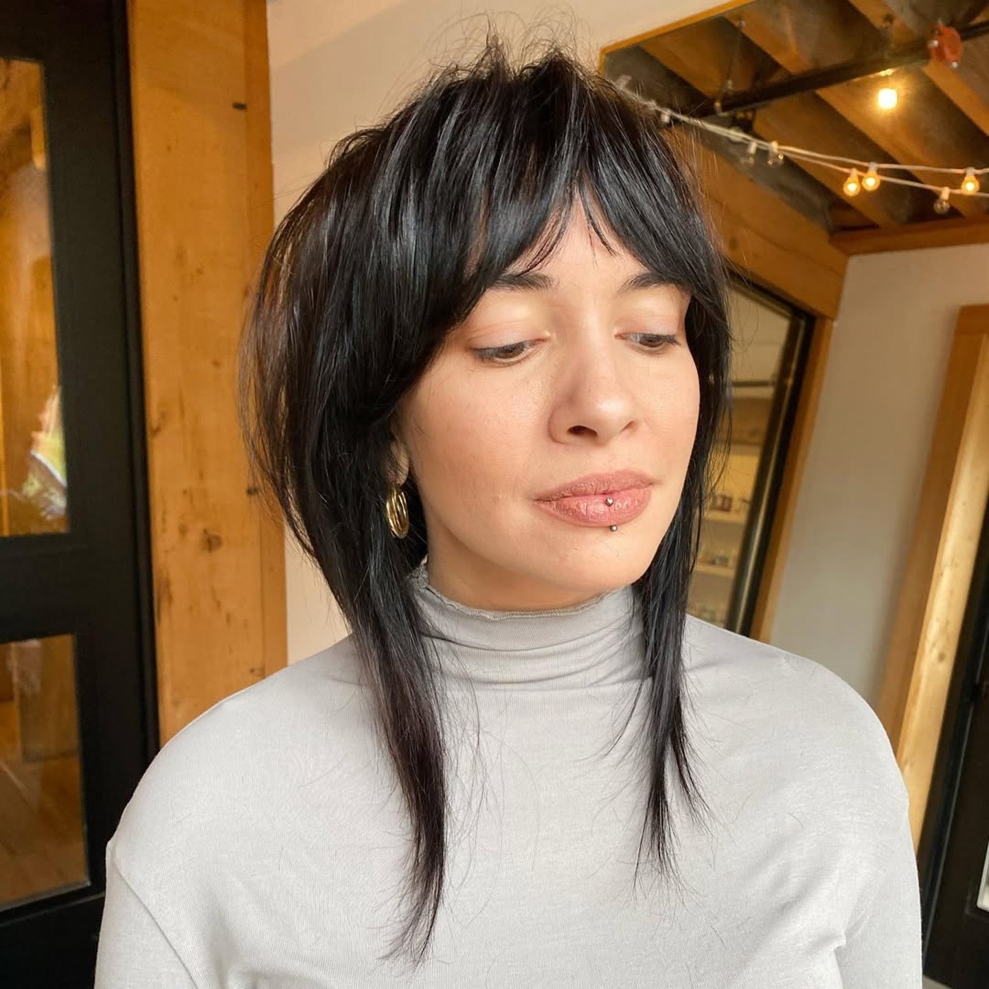 Textured Shaggy Bob With Curtain Bangs