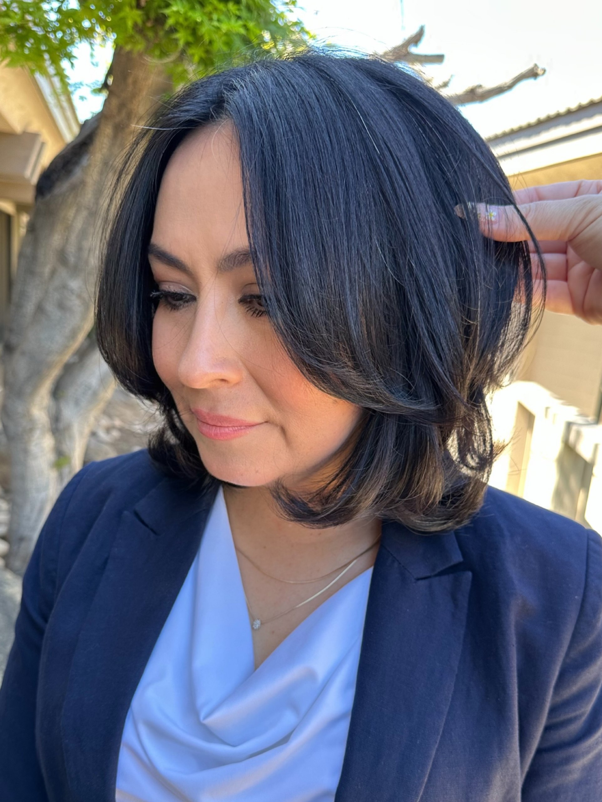 Soft Layered Chin Length Jet Black Bob