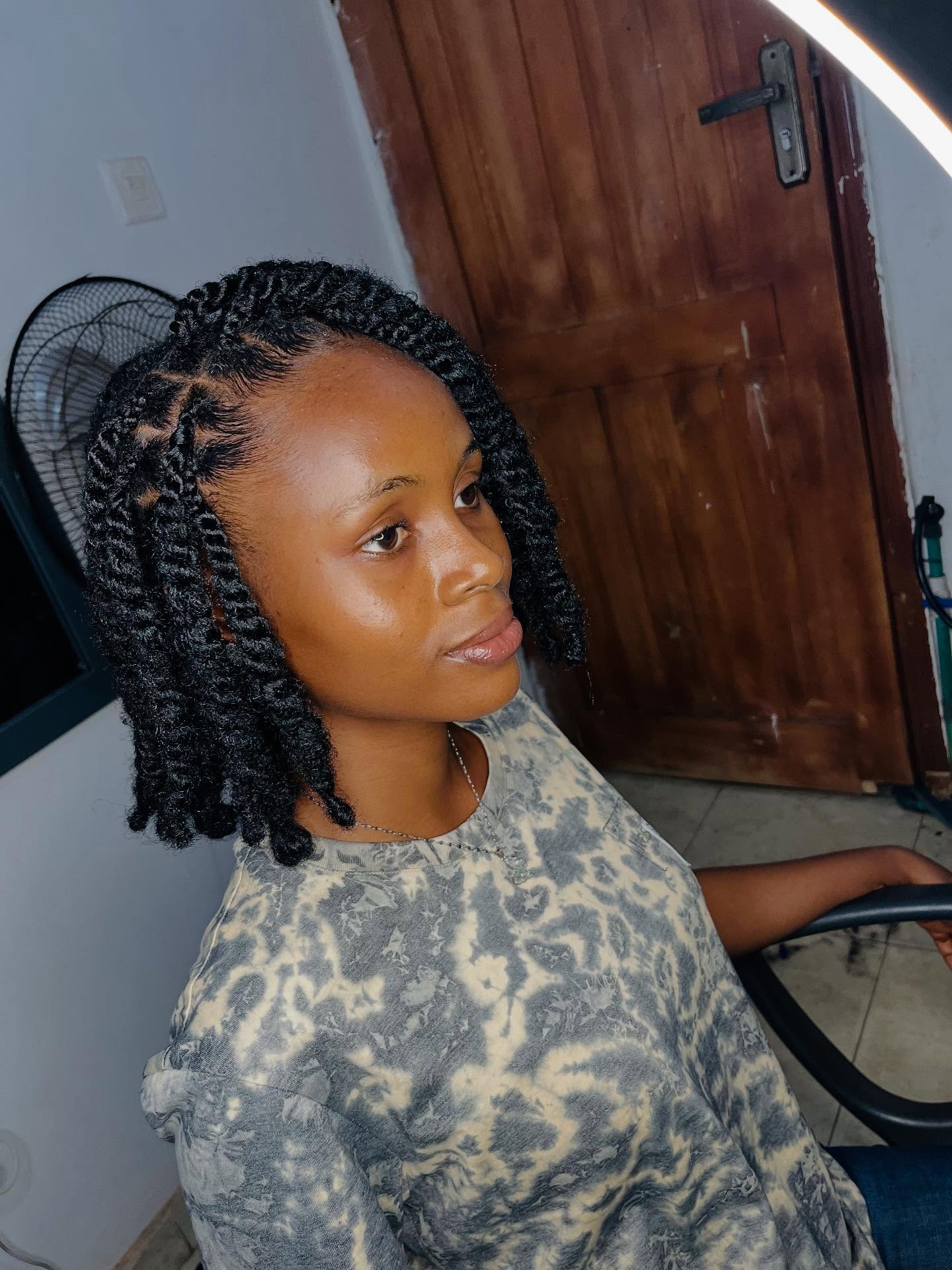 Chin Length Bob Kinky Twist Protective Style