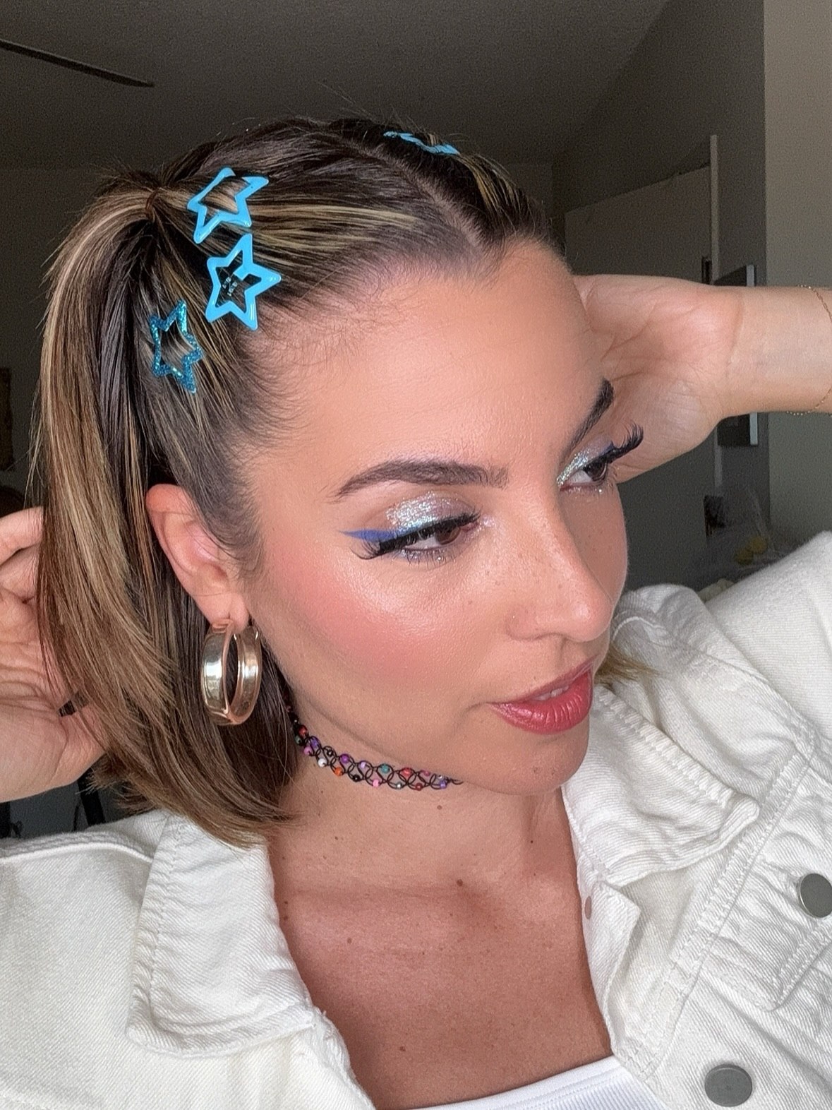 Sleek High Half Pony With Star Clips