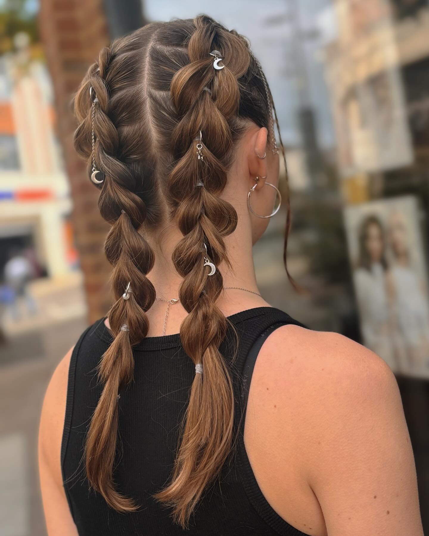 Double Dutch Braids With Silver Celestial Charms