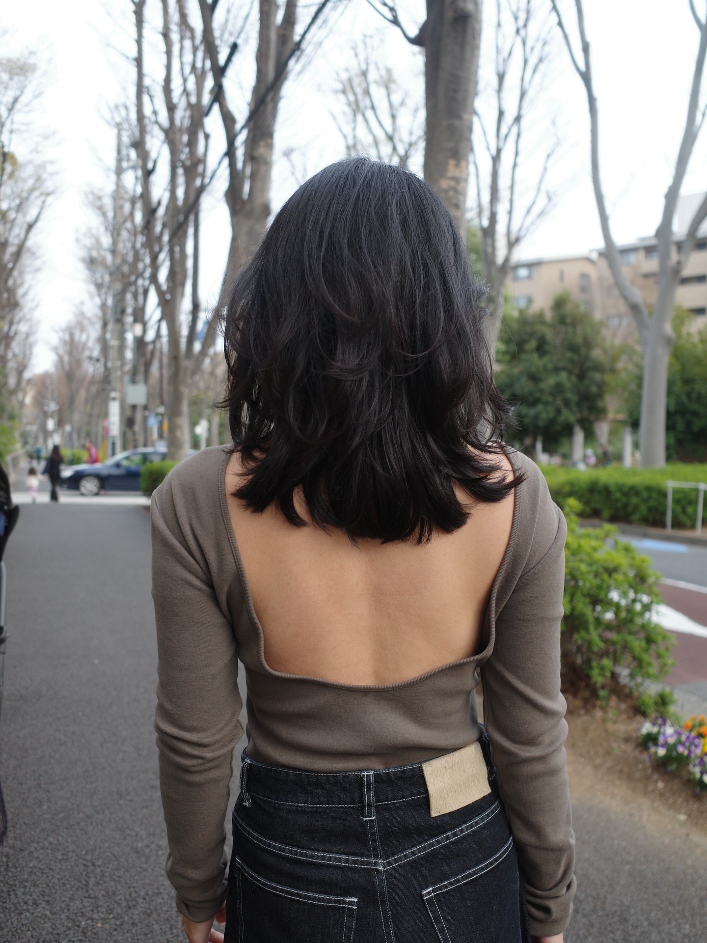 Soft Layered Butterfly Cut On Dark Mid Length Hair