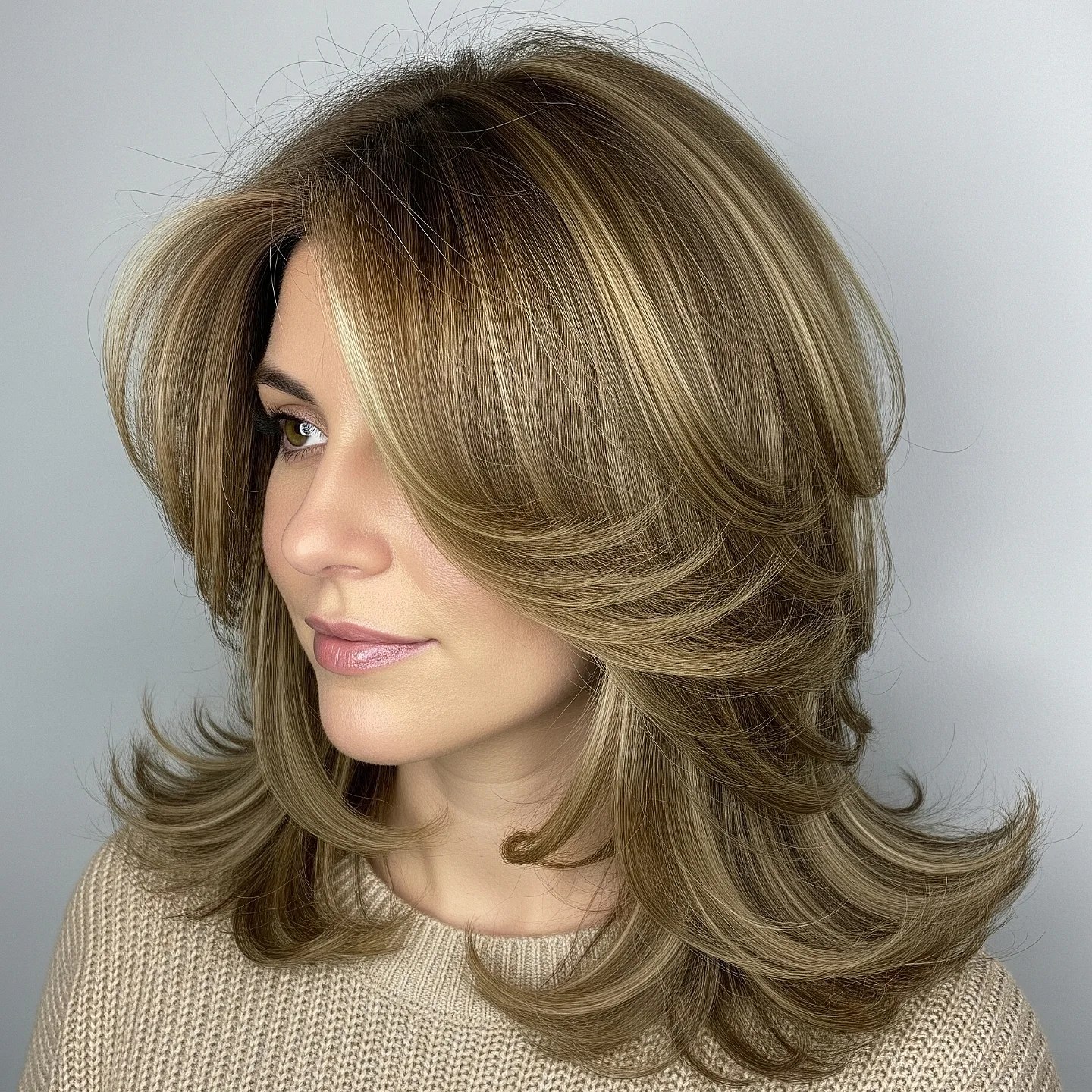 Volume Rich Layered Cut With Honey Highlights