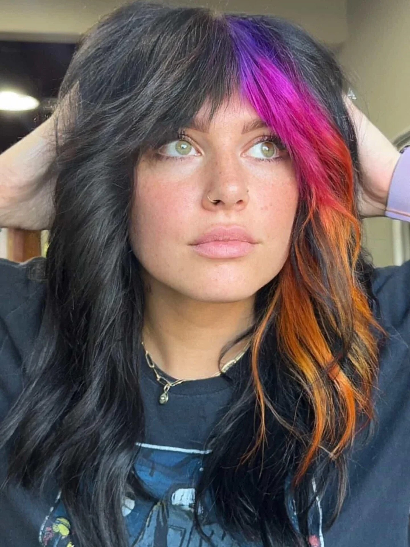 Bold Purple Pink Orange Streaks With Dark Waves