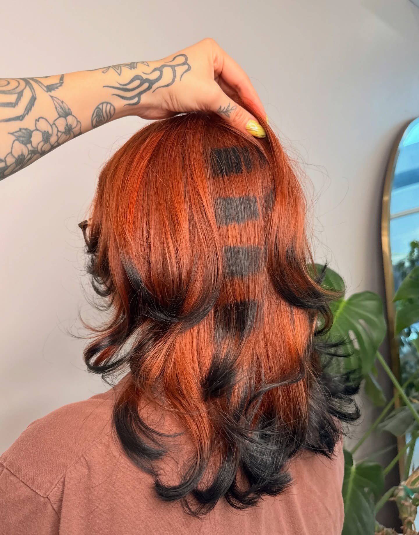 Bold Orange And Black Striped Hair