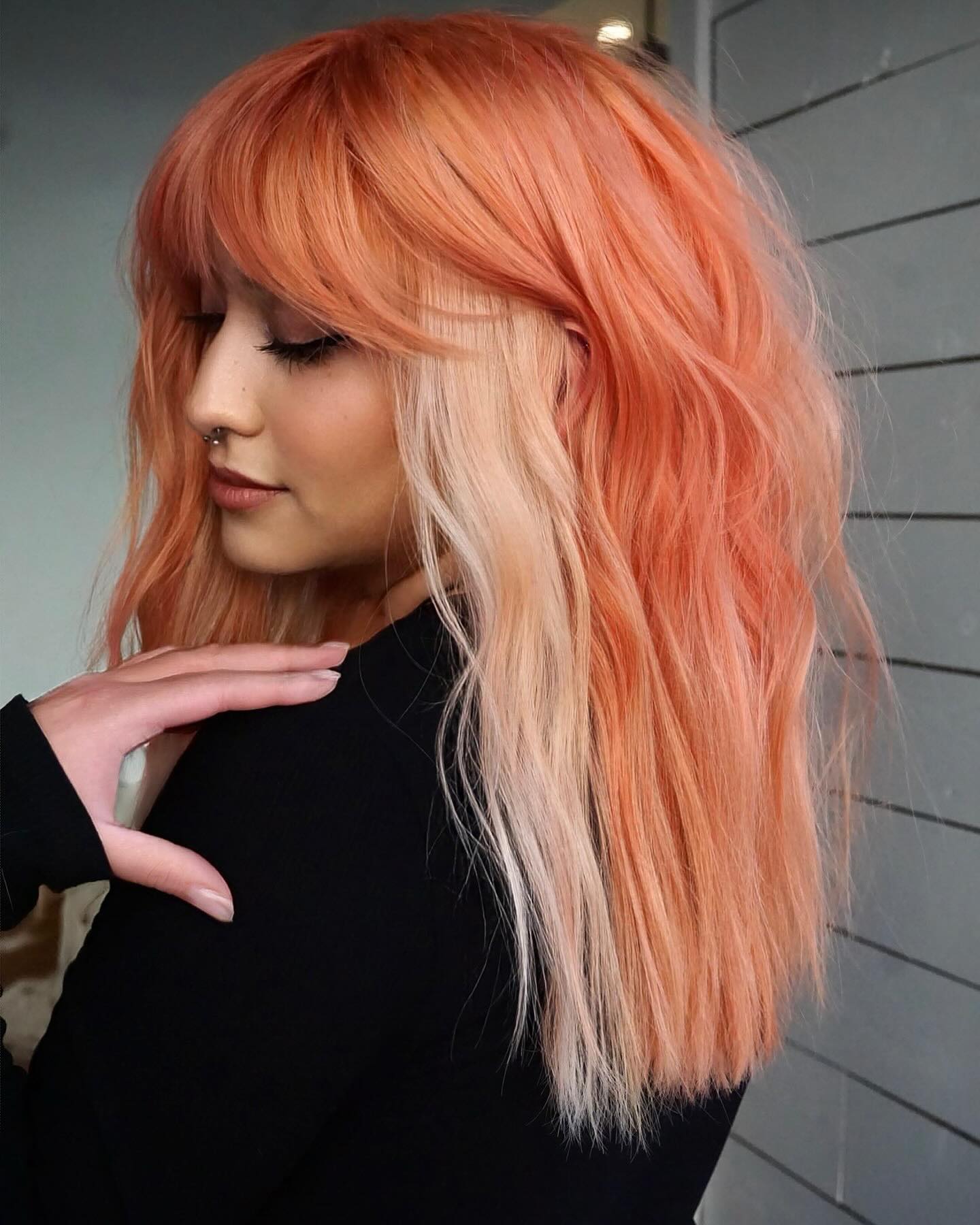 Coral Orange Peach Hair With Platinum Blonde Money Piece