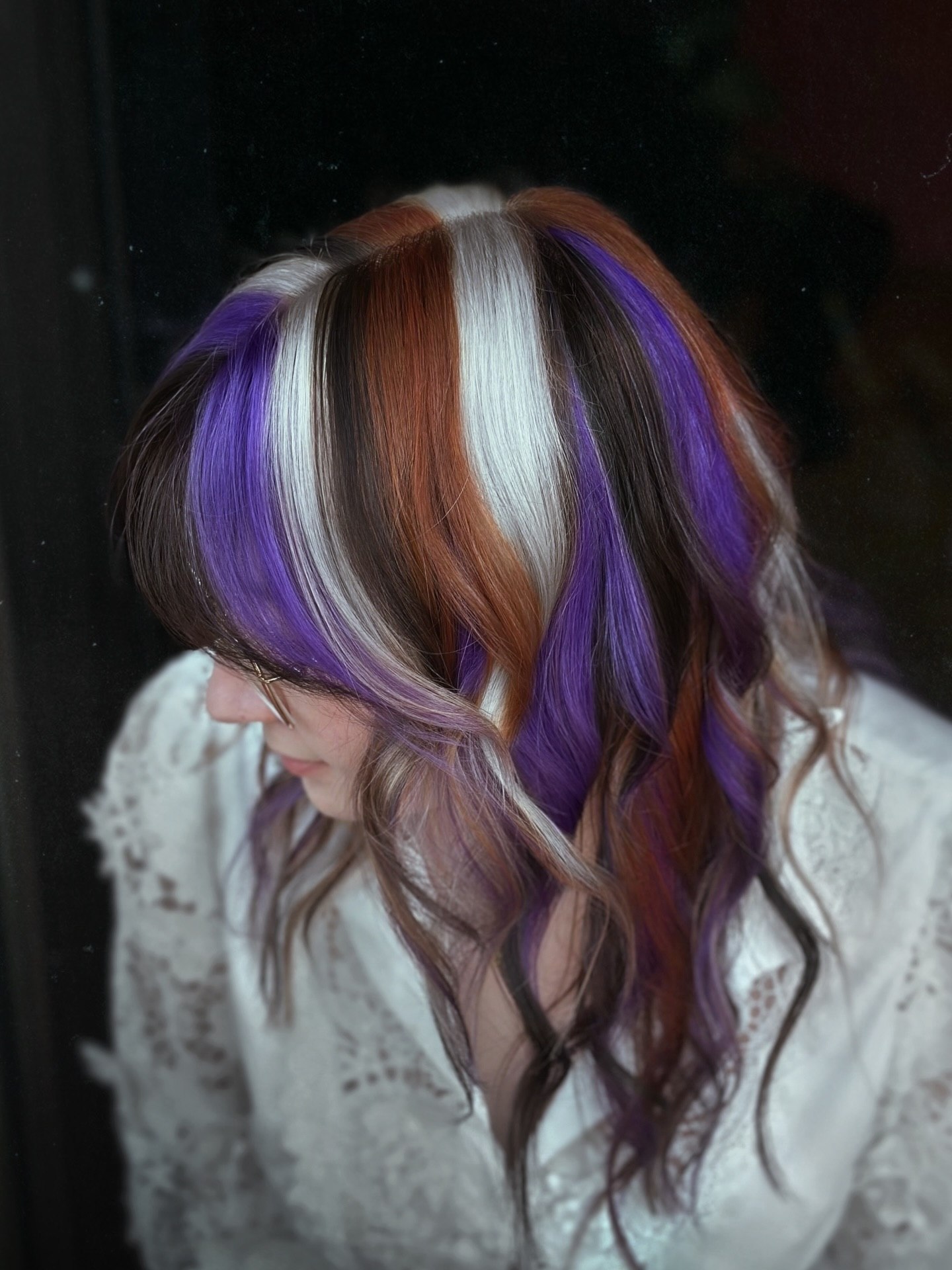 Bold Striped Peekaboo Color With Loose Waves