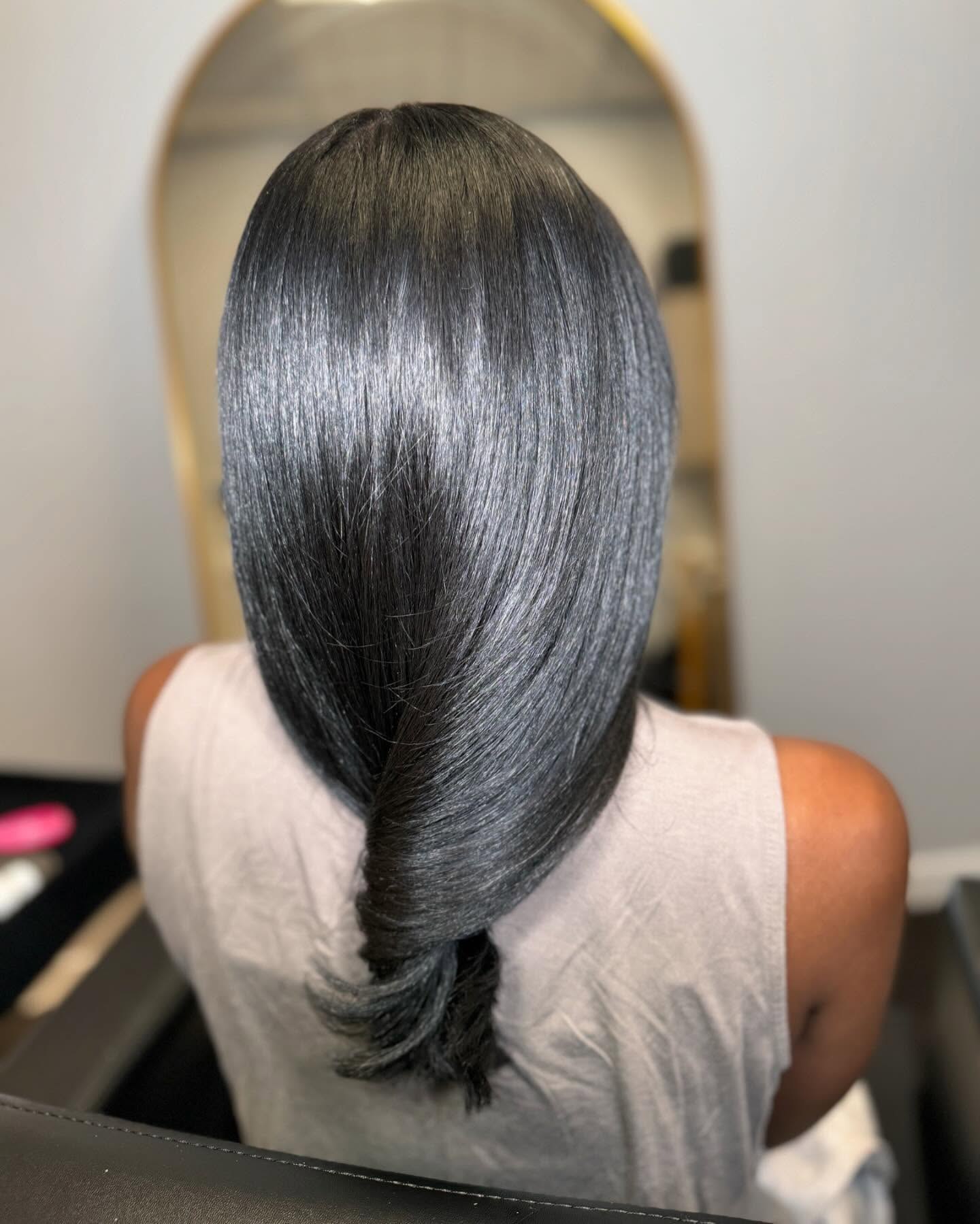Sleek Polished Silk Press With Curved Ends