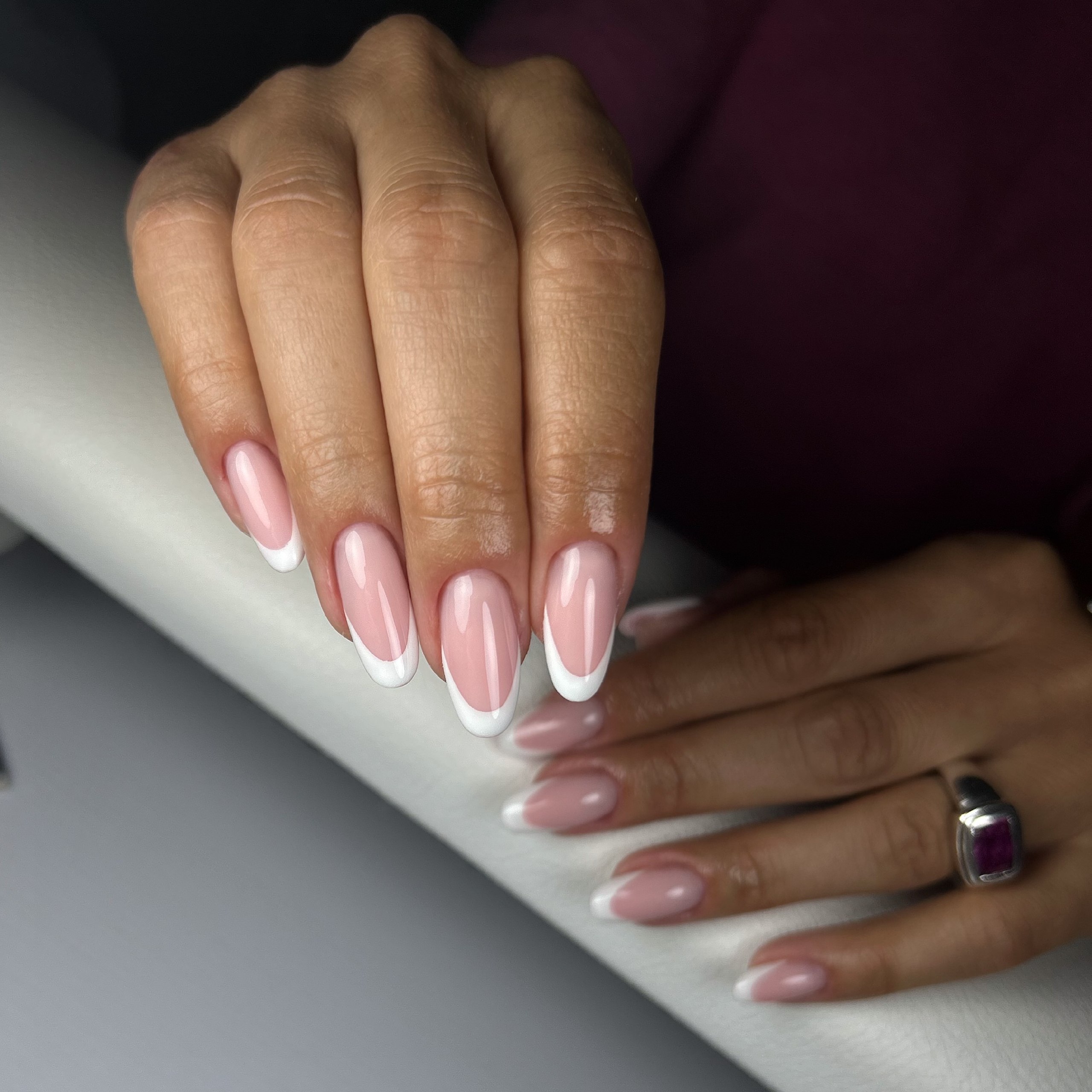 Classic Almond French Tip Nails