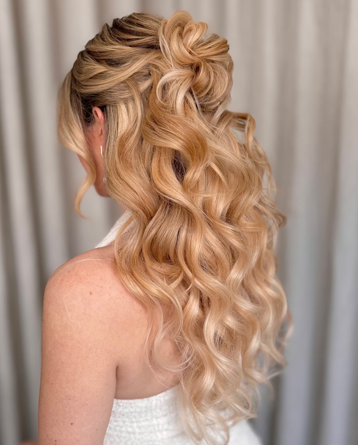 Romantic Half Up Twist With Voluminous Waves