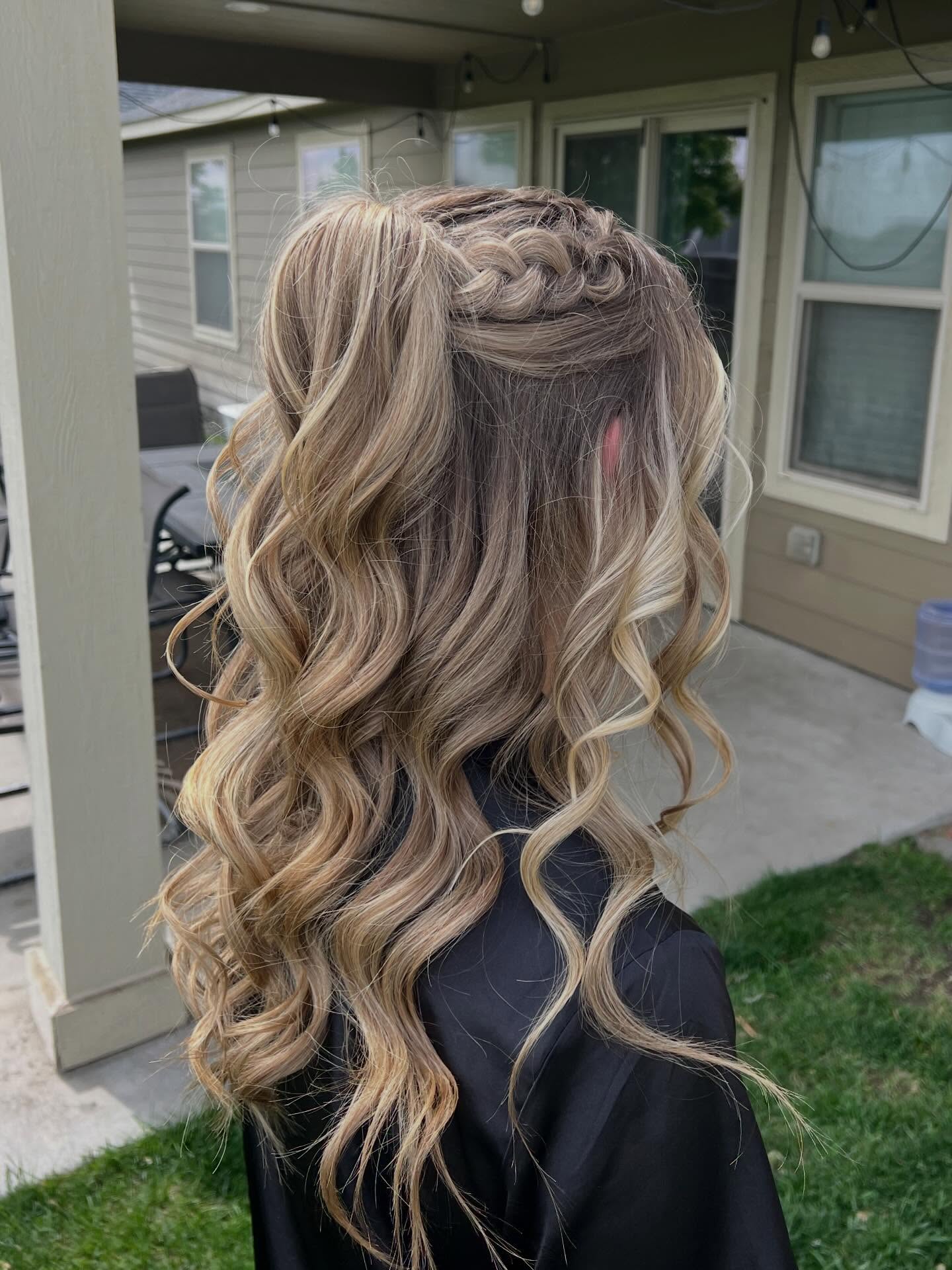Braided Half-Up Crown With Loose Curls