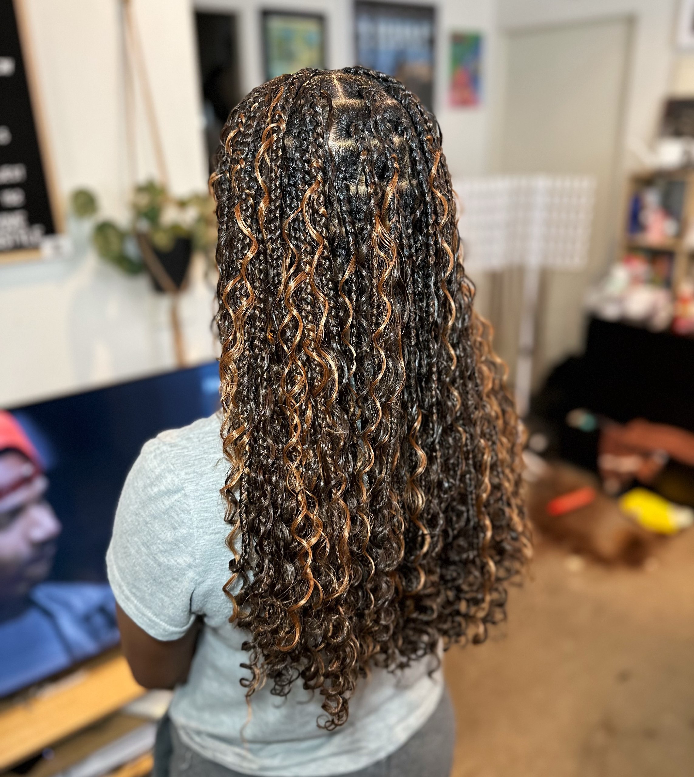 Boho Knotless Braids With Curly Ends