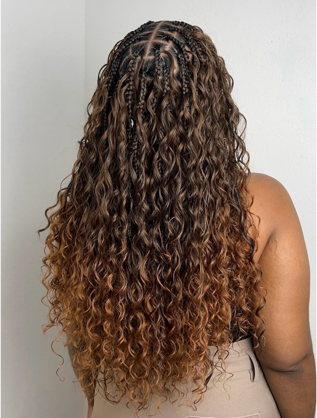 Boho Knotless Braids With Loose Curls