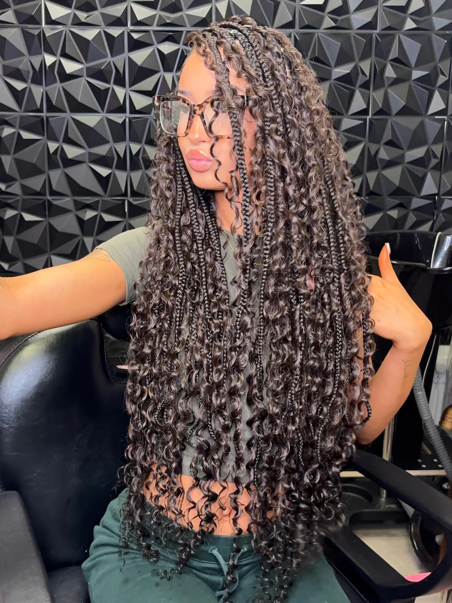 Boho Knotless Braids With Curly Ends