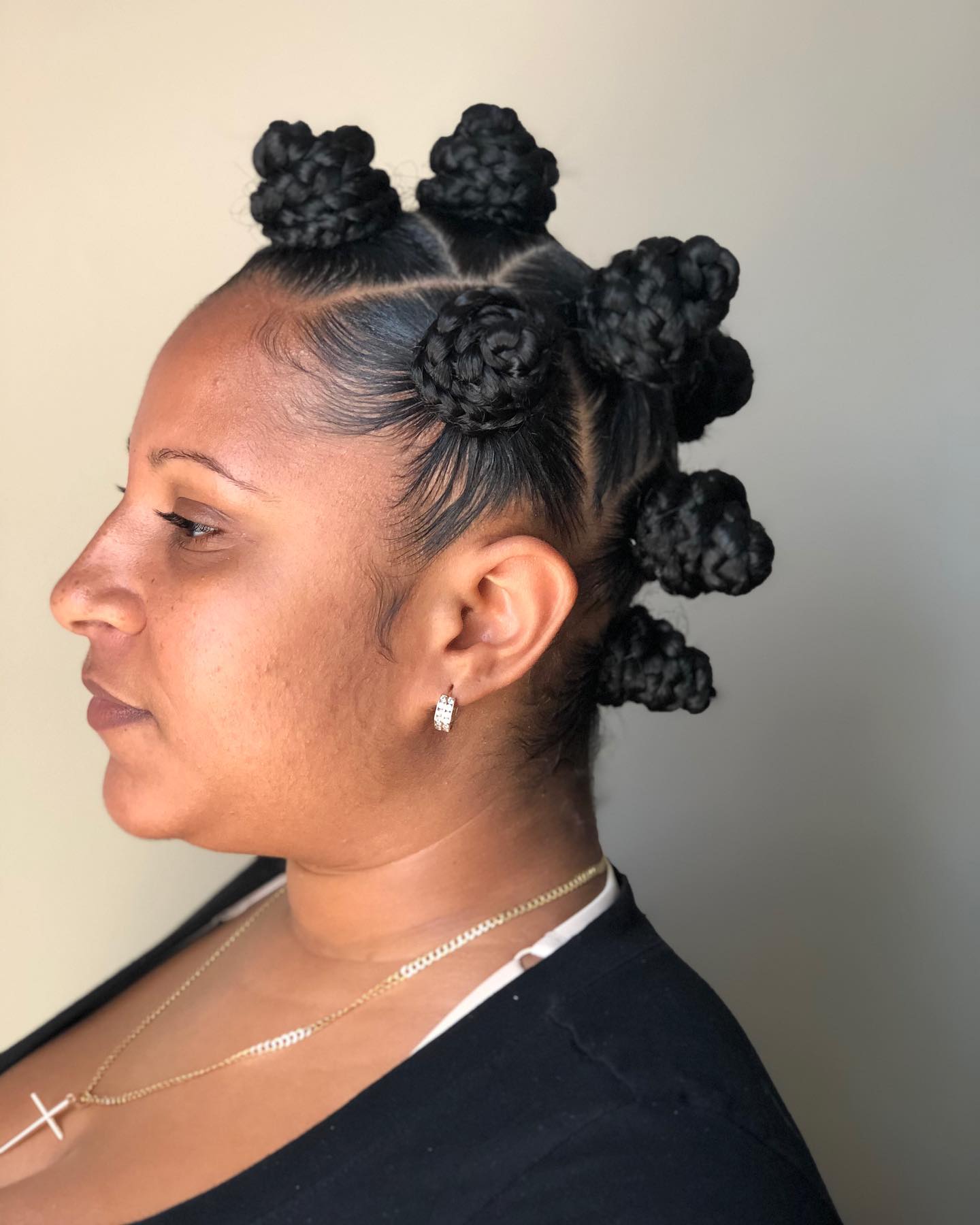 Bold Braided Bantu Knots With Defined Edges
