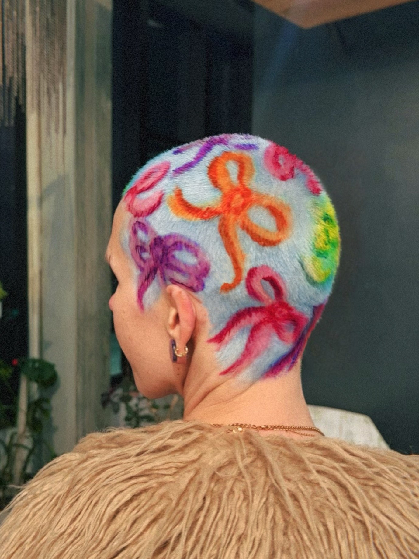 Buzz Cut With Artistic Bow Designs