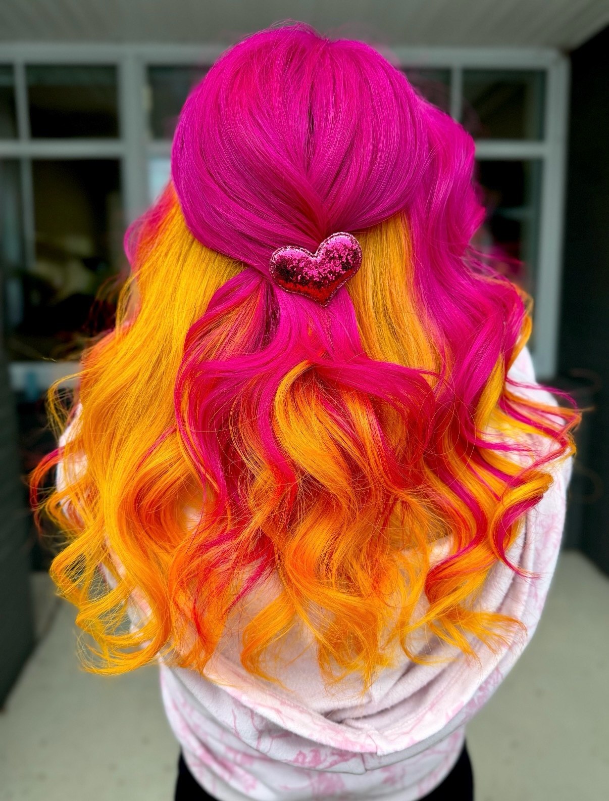 Vibrant Hot Pink And Sunset Orange Swirl