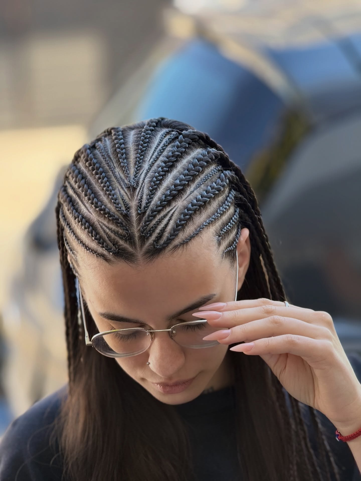 Sleek Zigzag Part Cornrows With Loose Ends