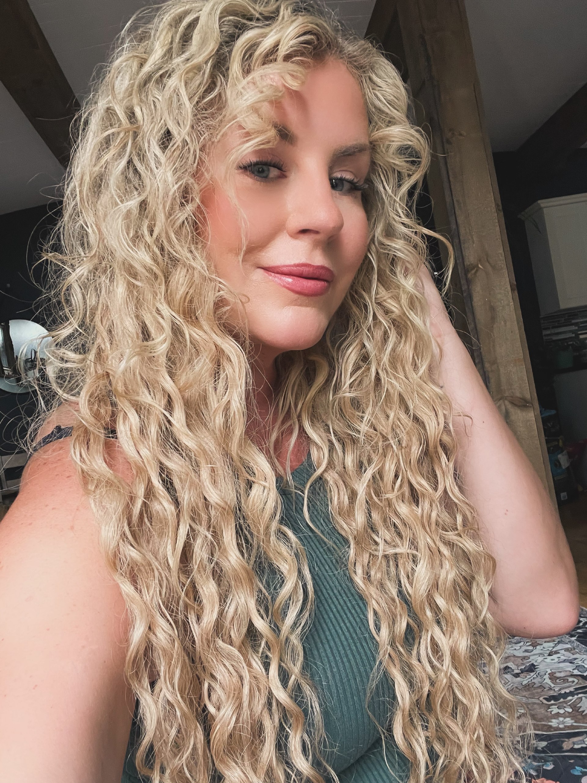Tousled Honey Blonde Curls With Face-Framing Layers