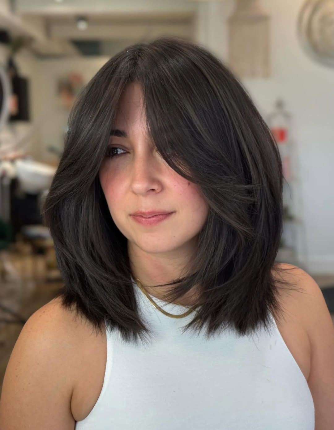 Effortless Chic Layered Lob With Face-Framing Bangs