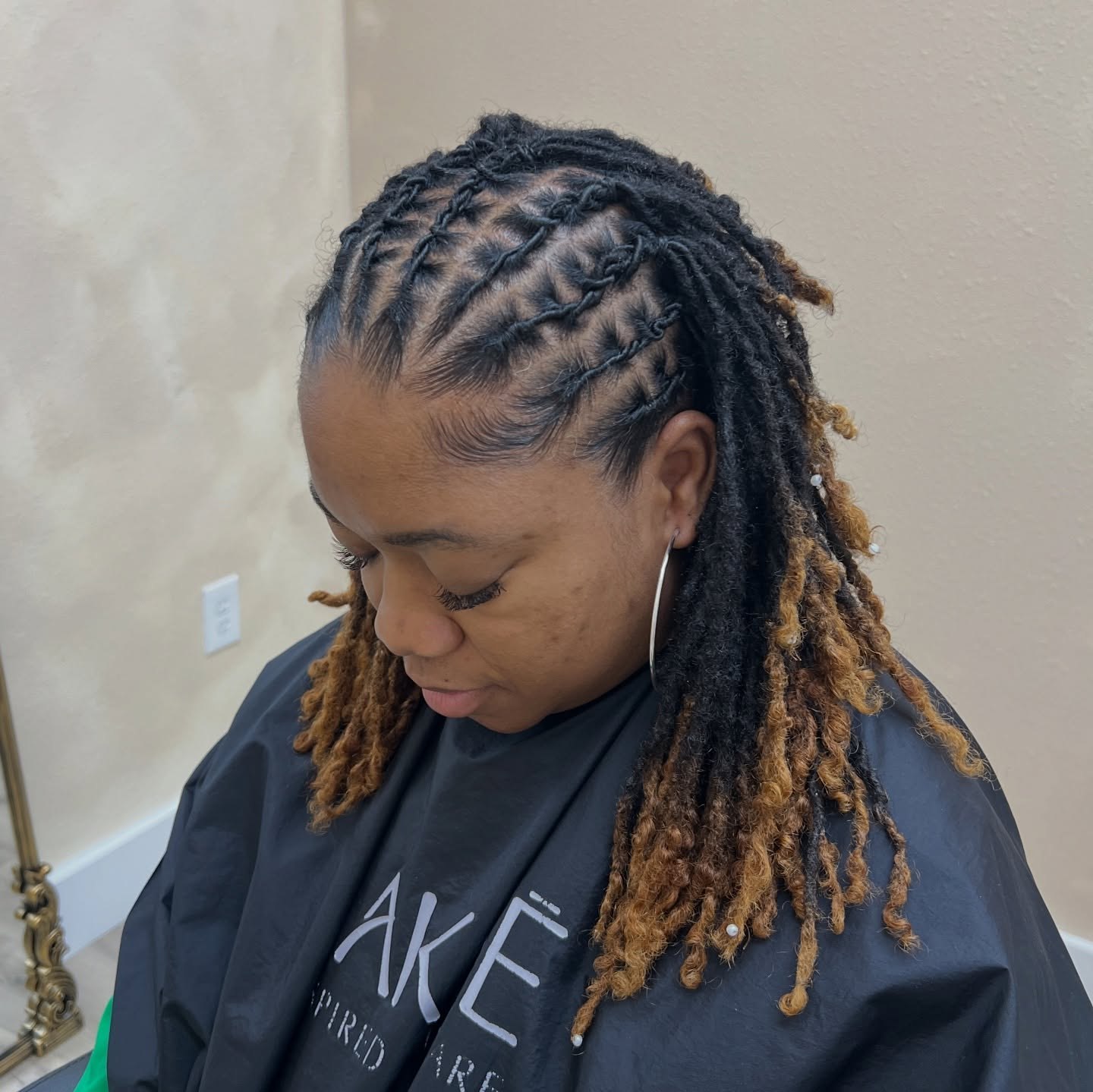 Intricate Flat Twist Locs With Caramel Balayage