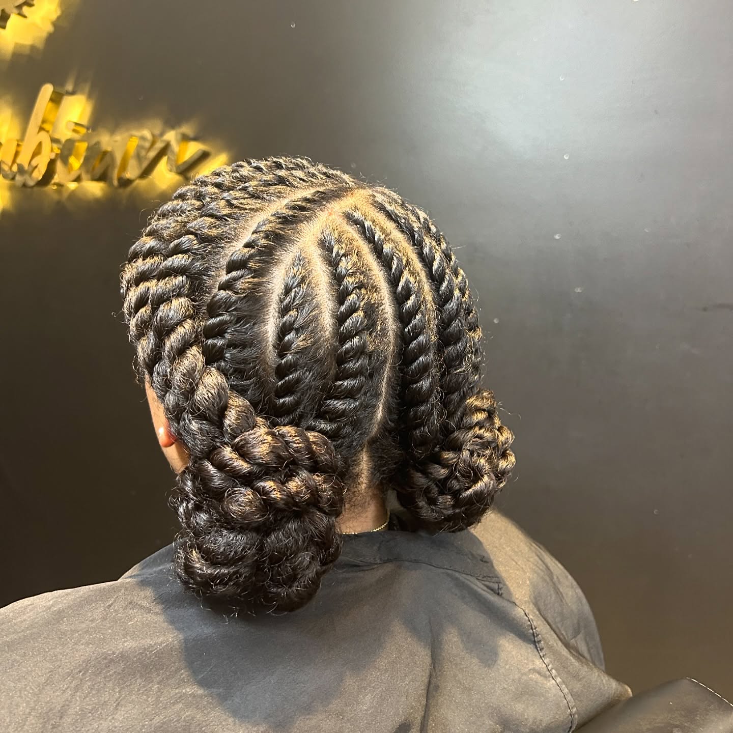 Chic Flat Twists With Double Low Buns