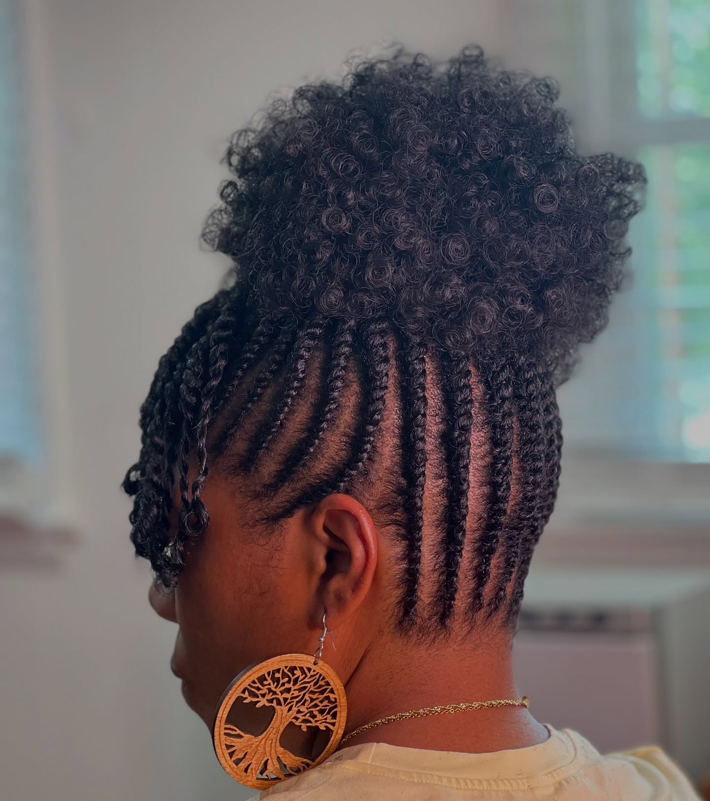 Braided Updo With Natural Curly Crown