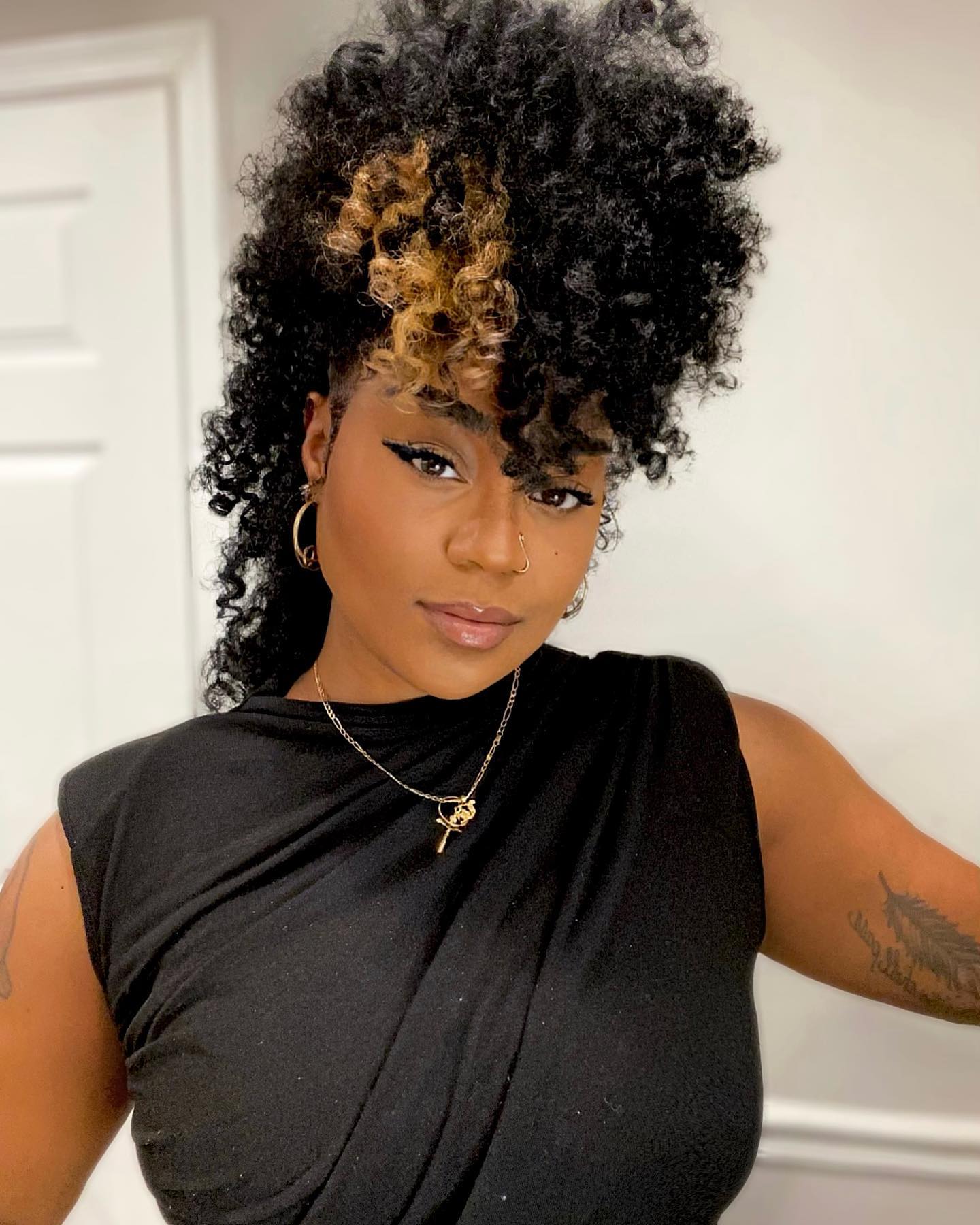 Bold Voluminous Afro With Caramel Highlights