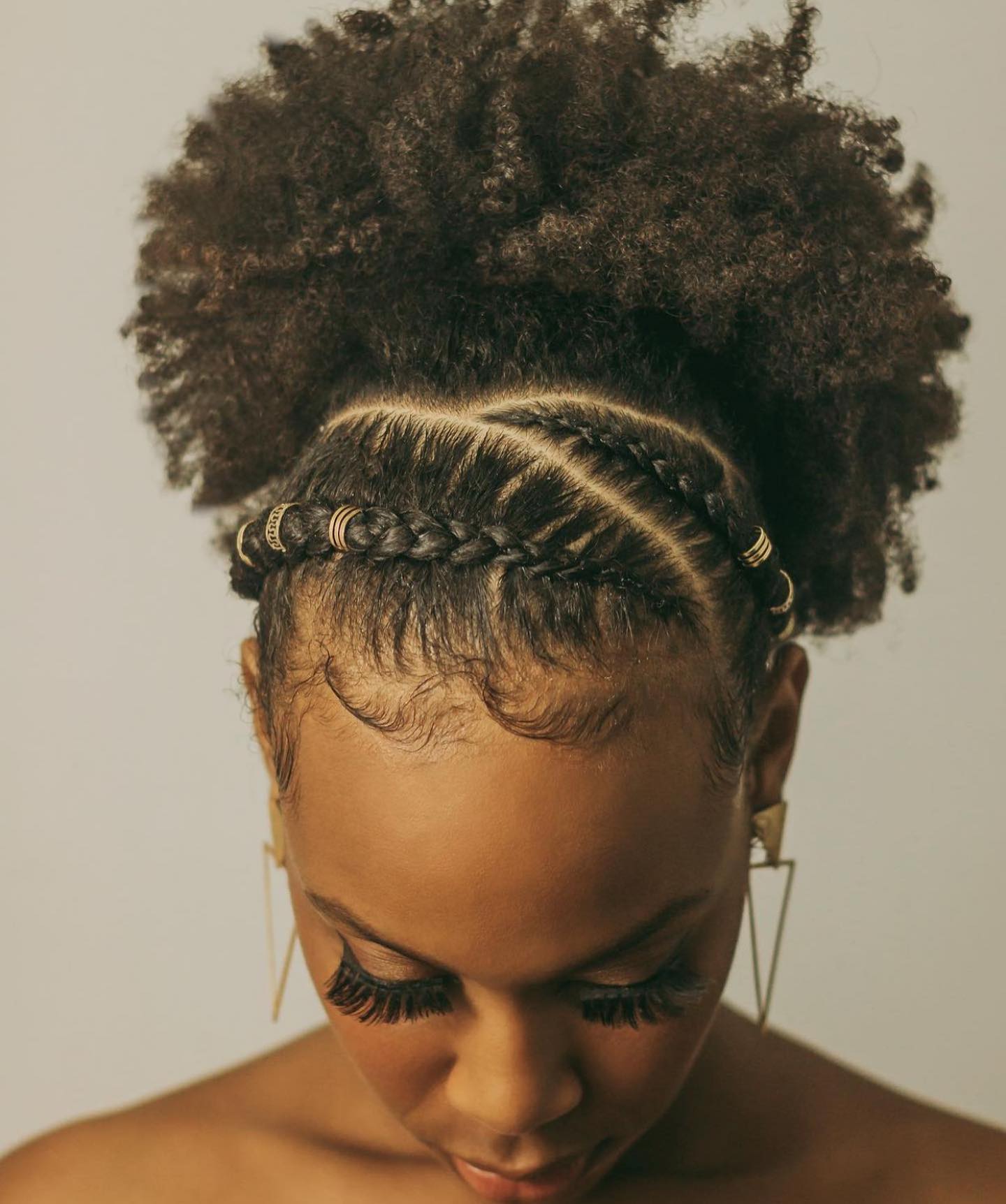 Afro Puff With Braids and Gold Charms