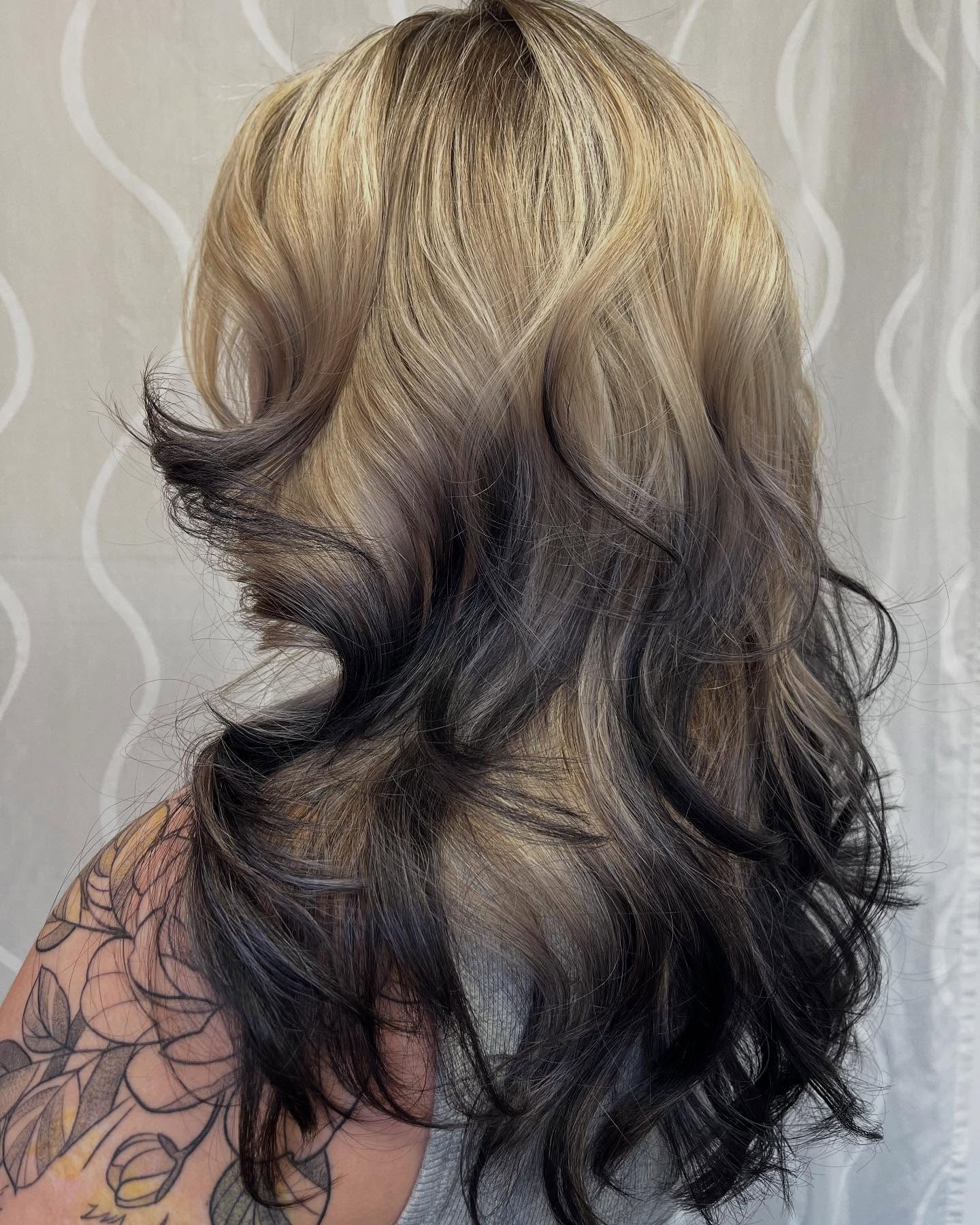 Bold Black Ombre With Ash Blonde Waves