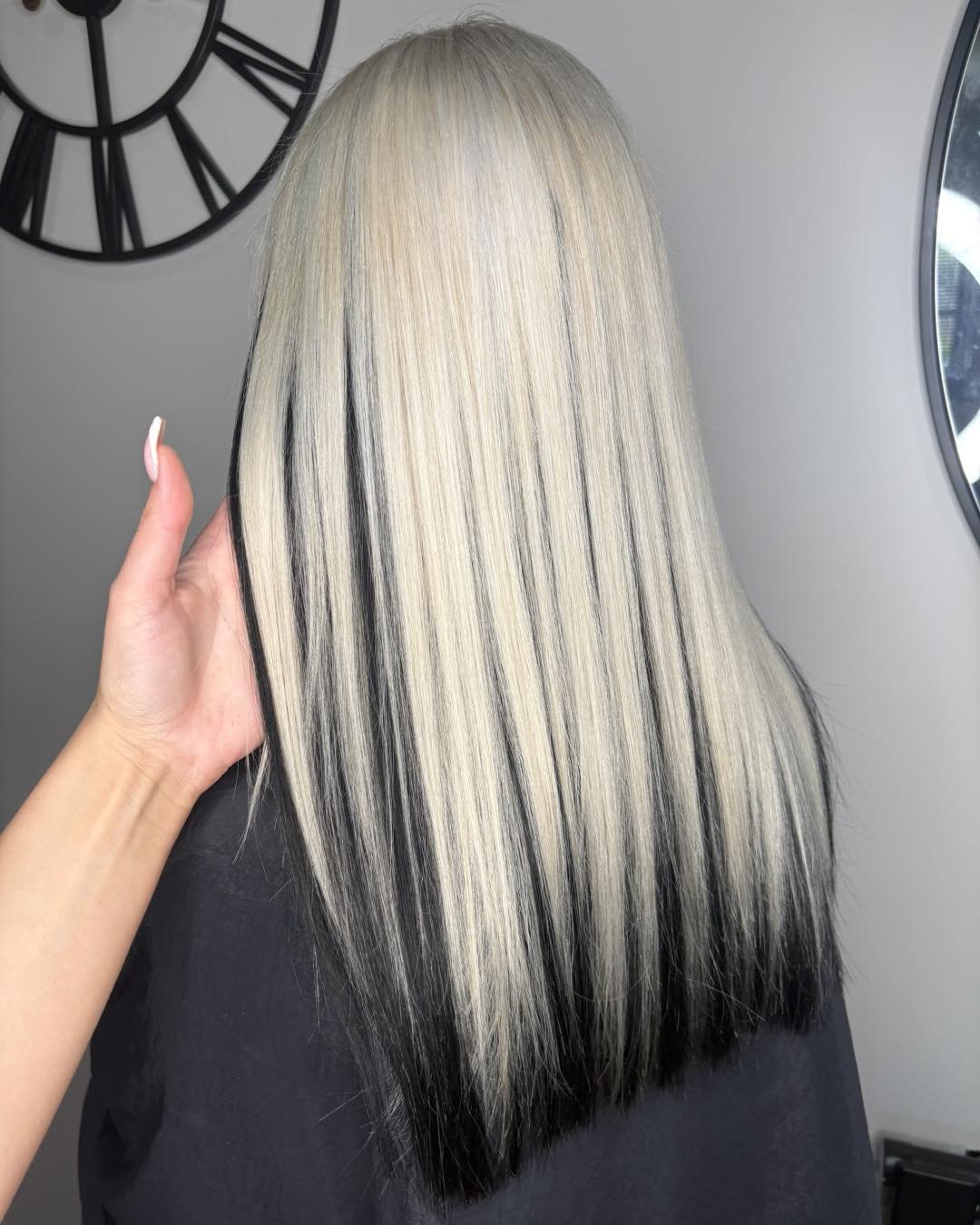 Striking Black and Blonde Chunky Highlights