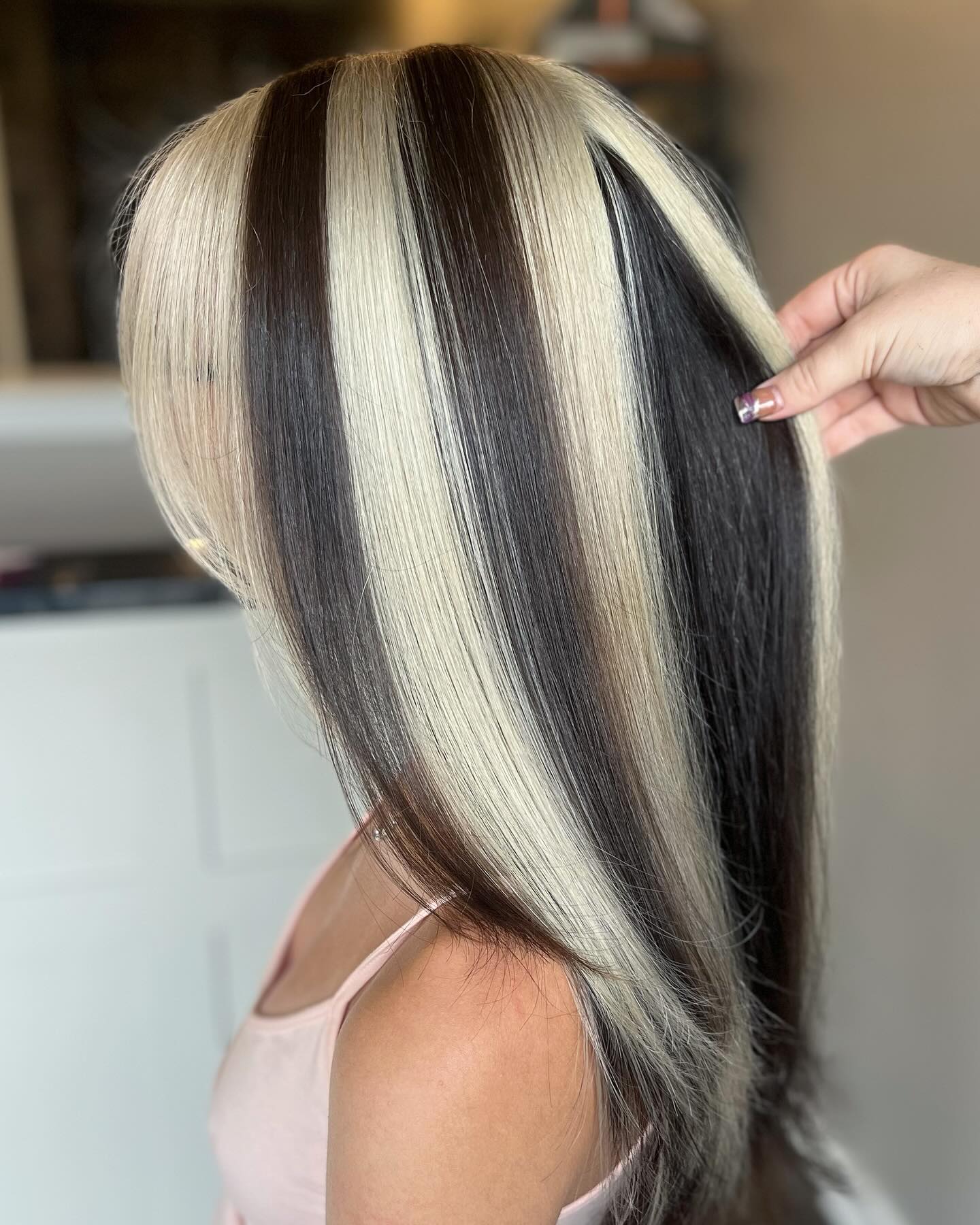 Bold Black and White Chunky Highlights
