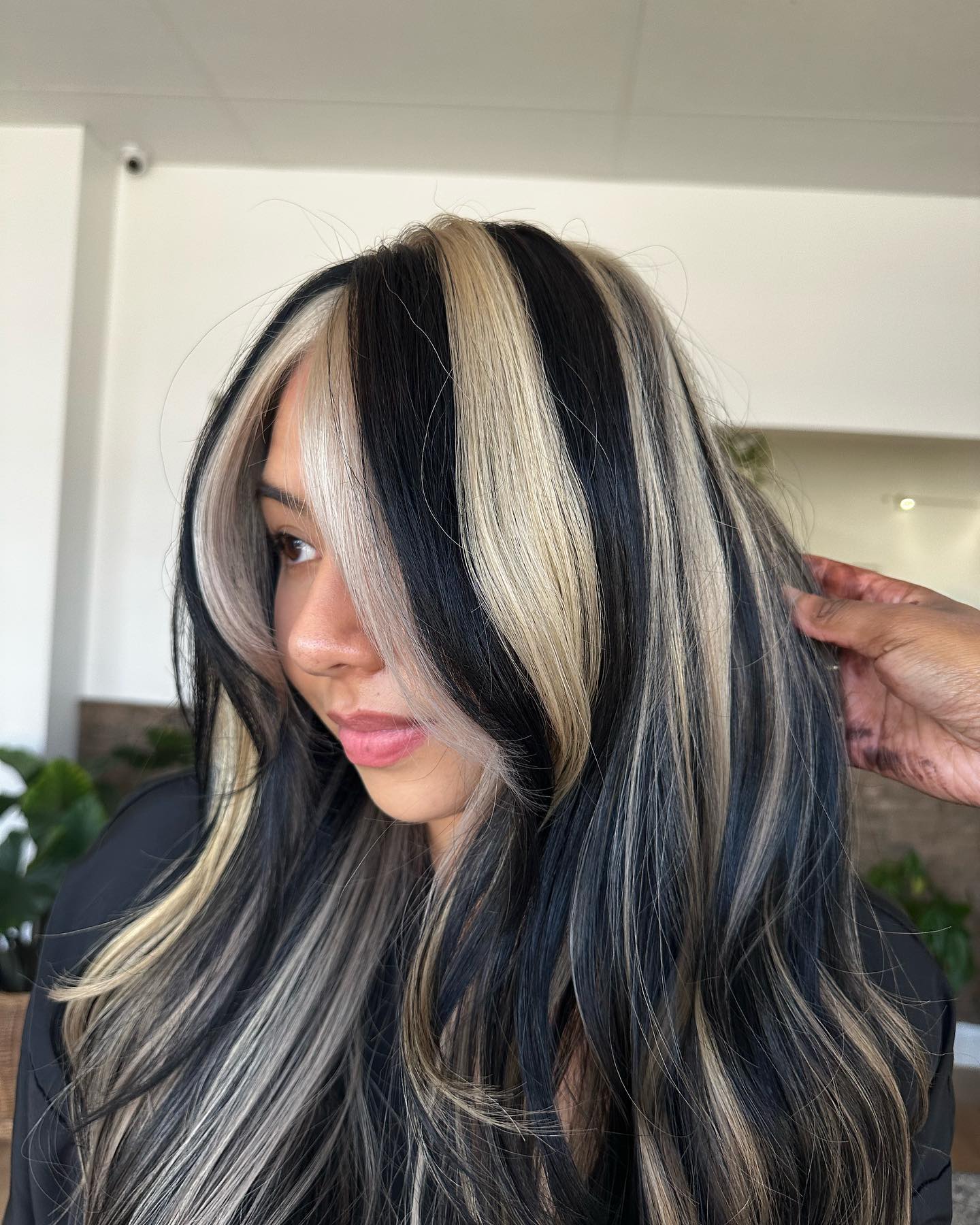 Bold Black and Blonde Chunky Highlights