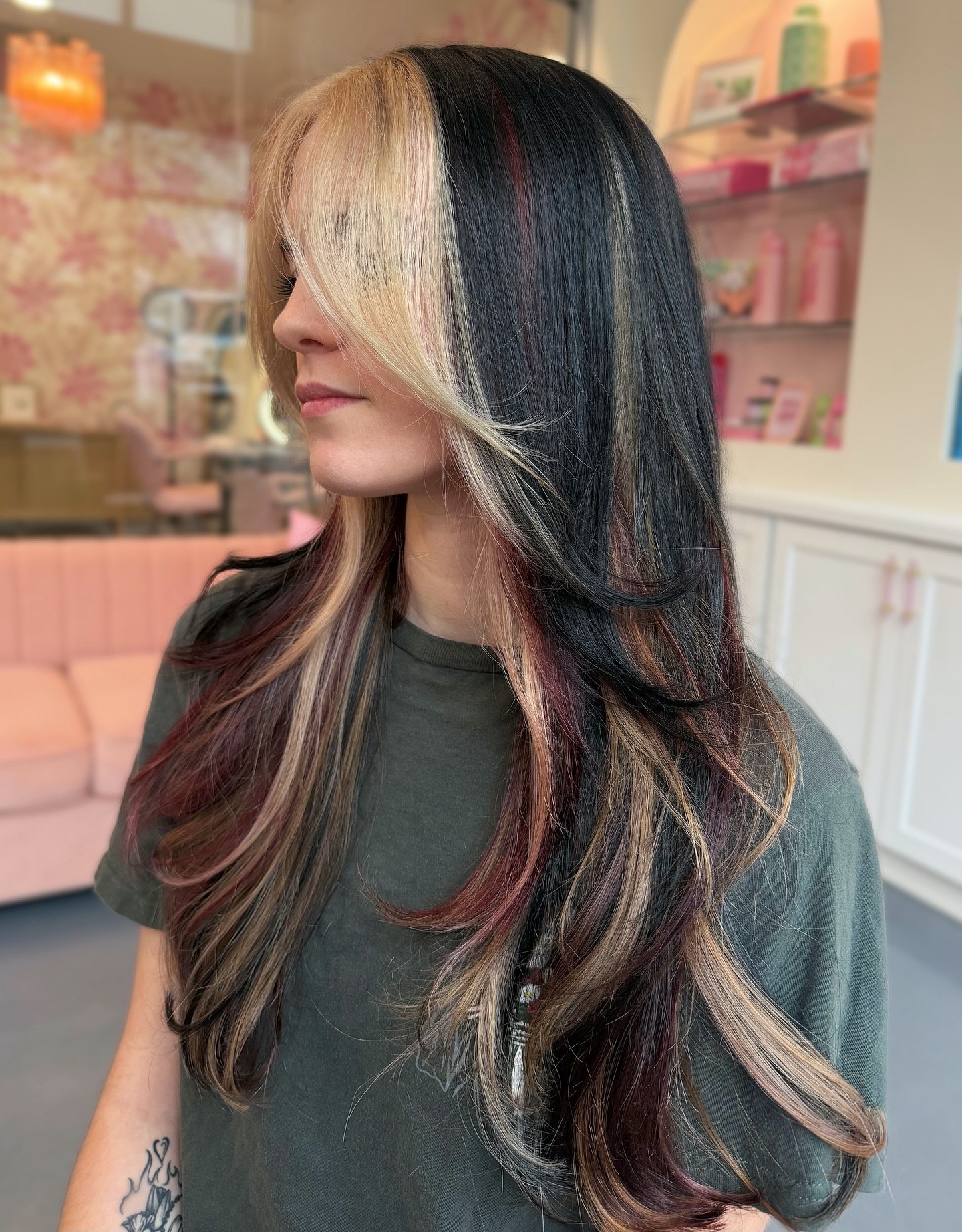 Bold Black & Blonde Money Piece Hair