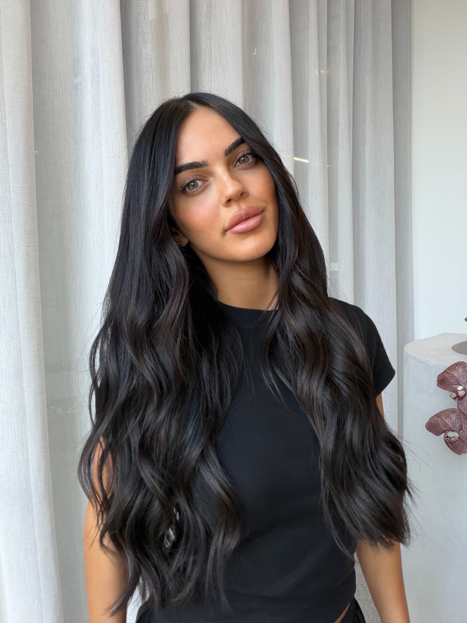 Tousled Dark Chocolate Waves With Face Framing