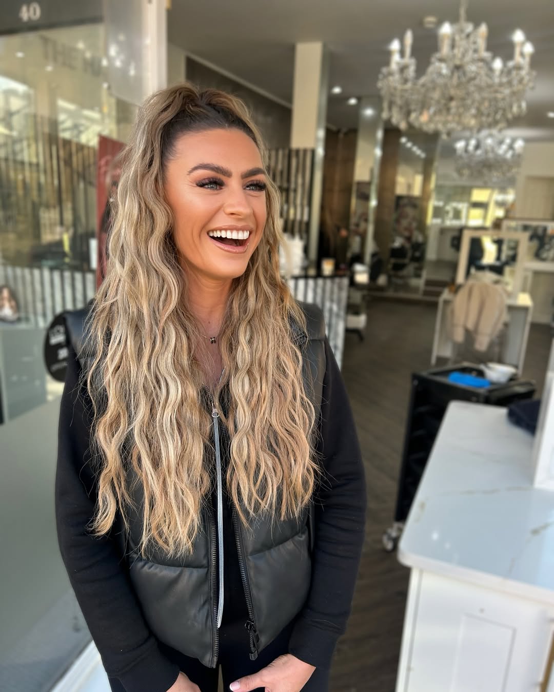 Voluminous Honey Blonde Body Waves High Ponytail