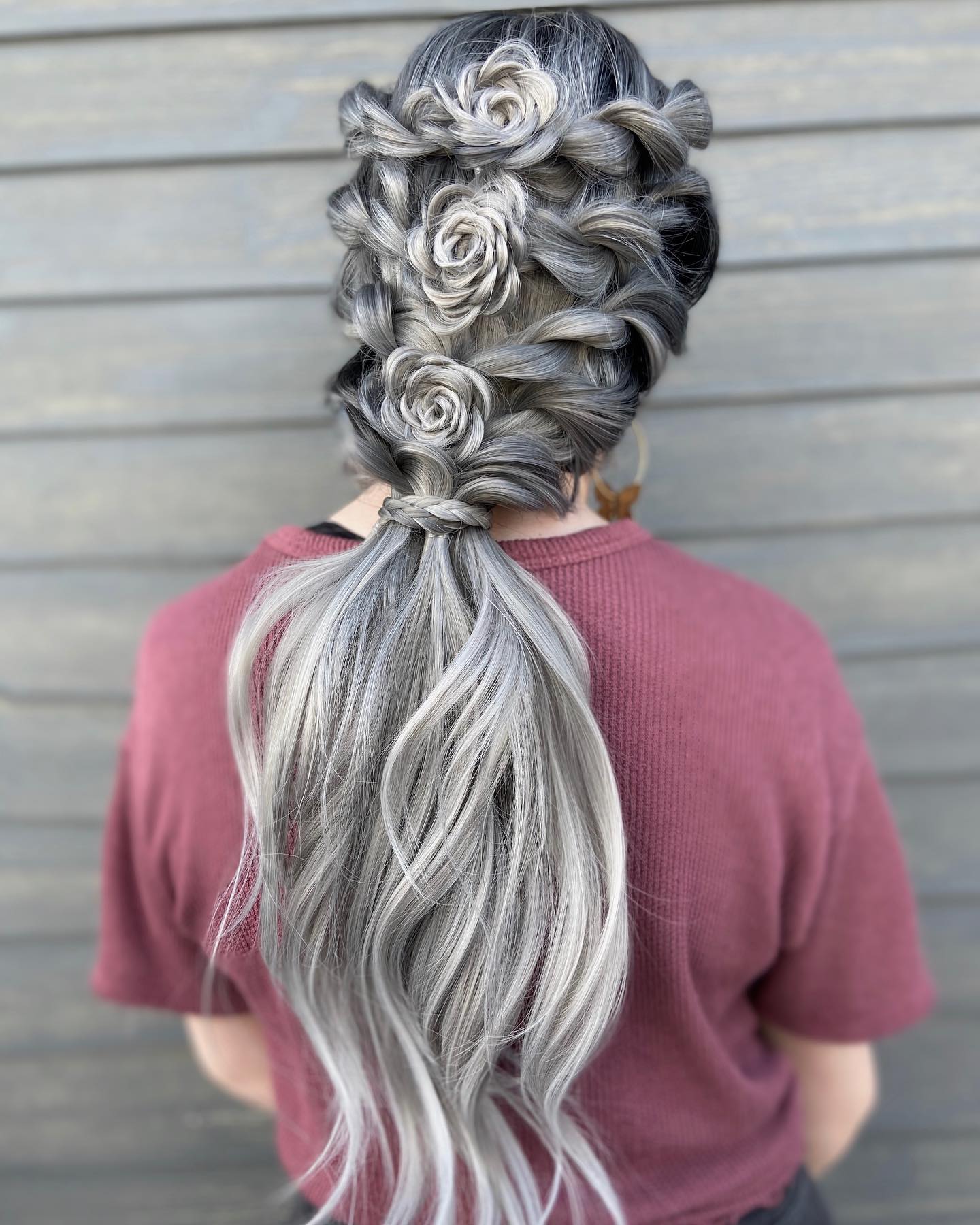 Elegant Rose Braids With Waterfall Braid Tail