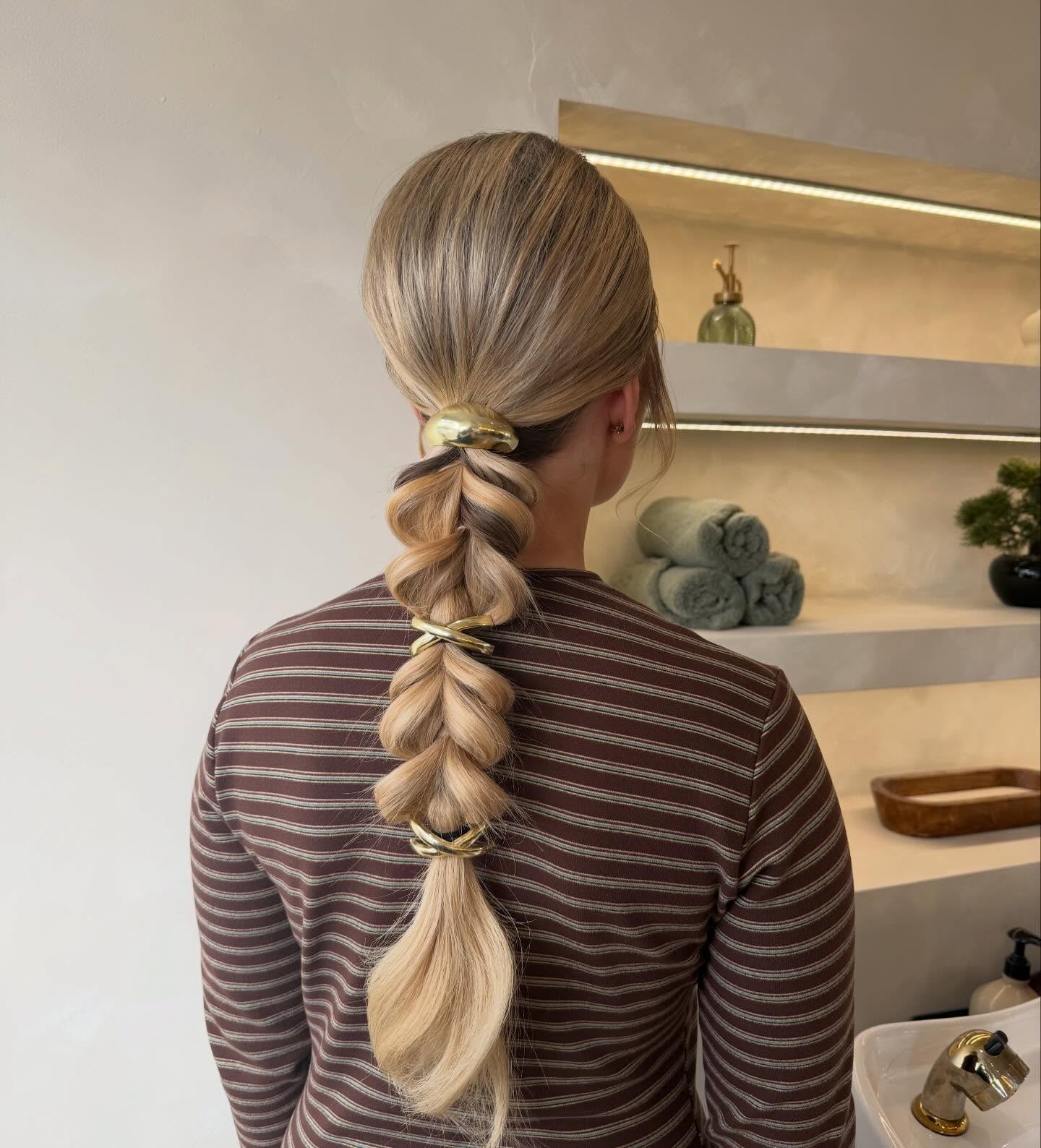Chic Fishtail Braid With Gold Ring Accents