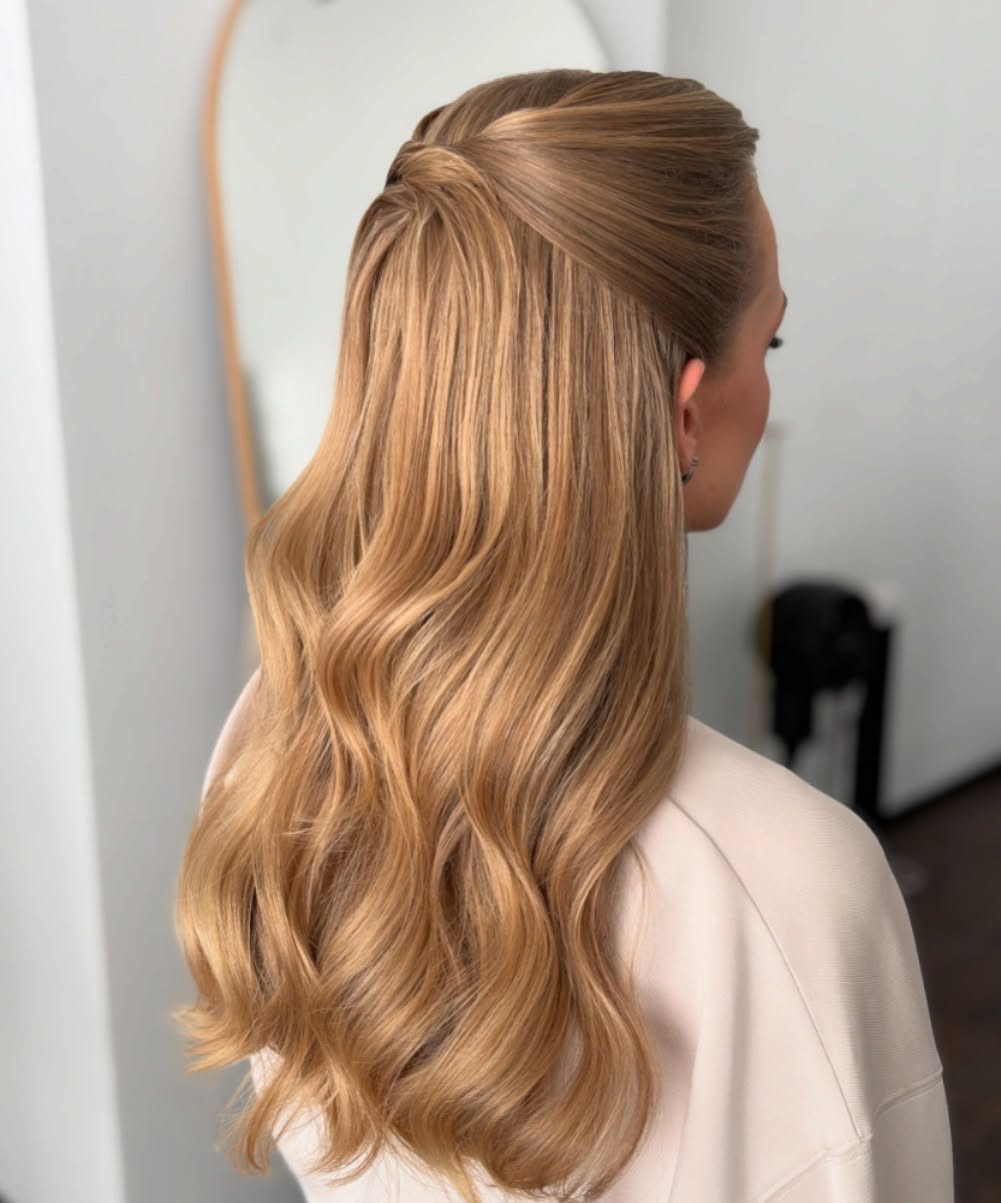 Elegant Twisted Half-Up Style With Loose Waves