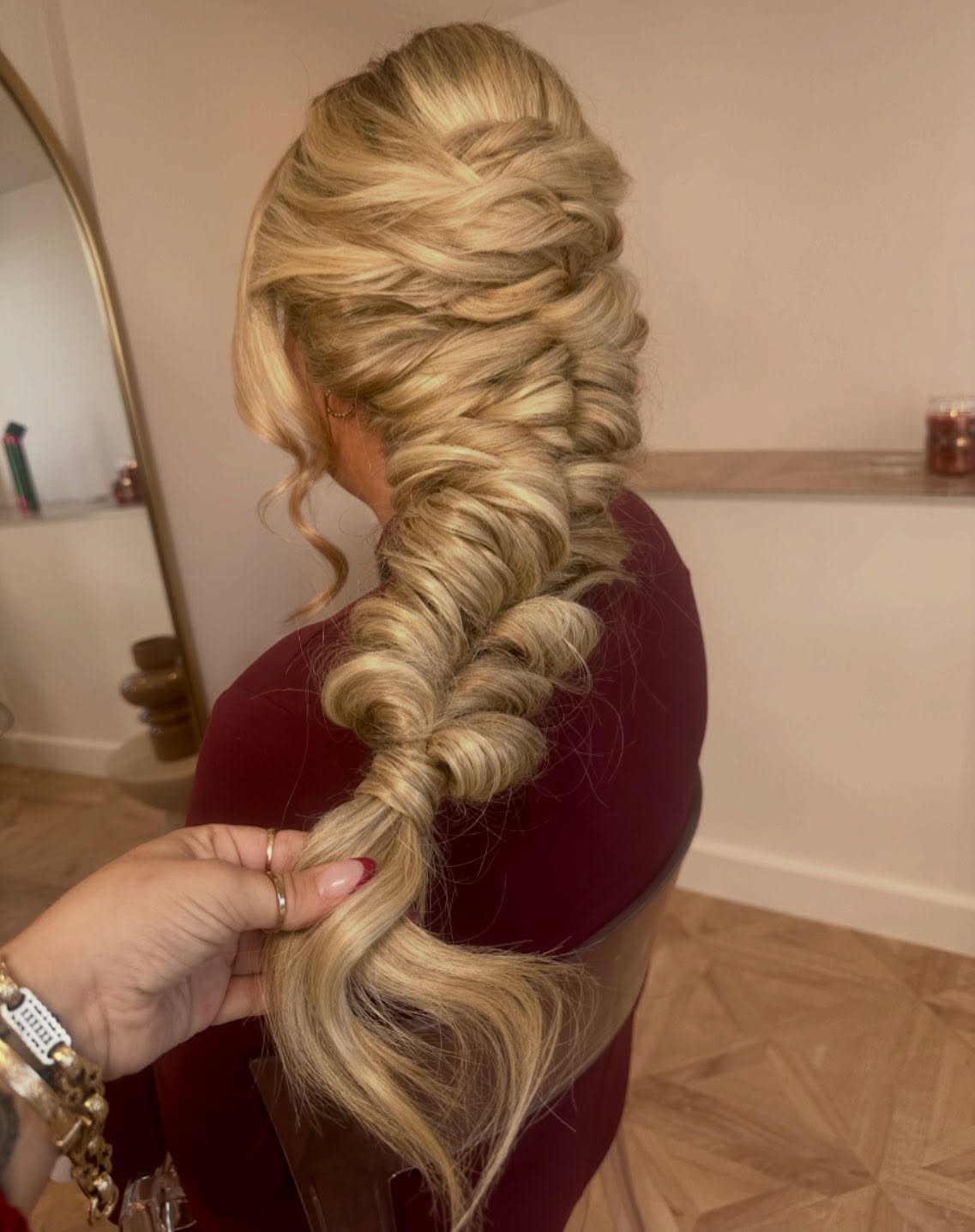 Elegant Fishtail Braid With Loose Curls